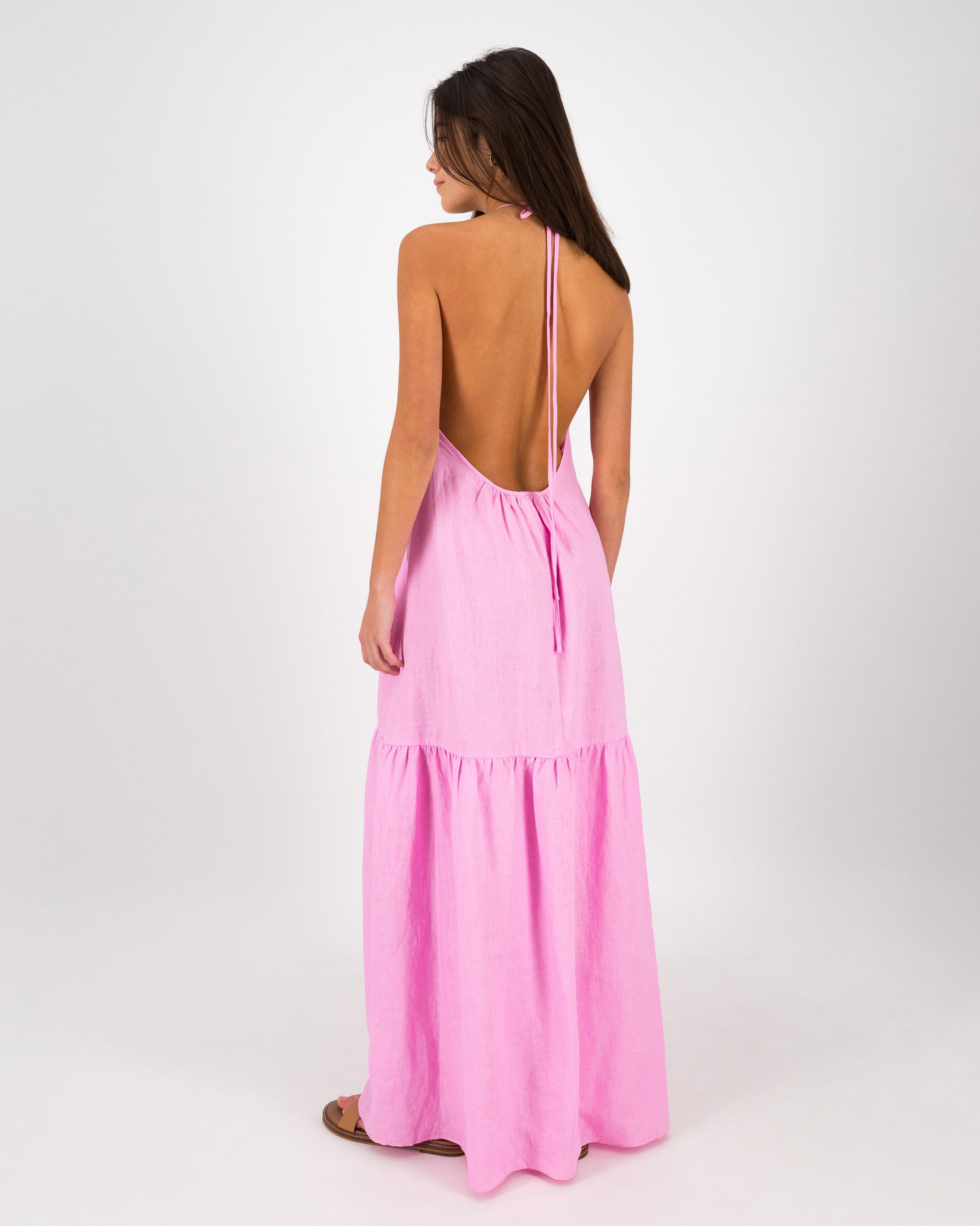 Ann Linen Maxi Dress -  Pink