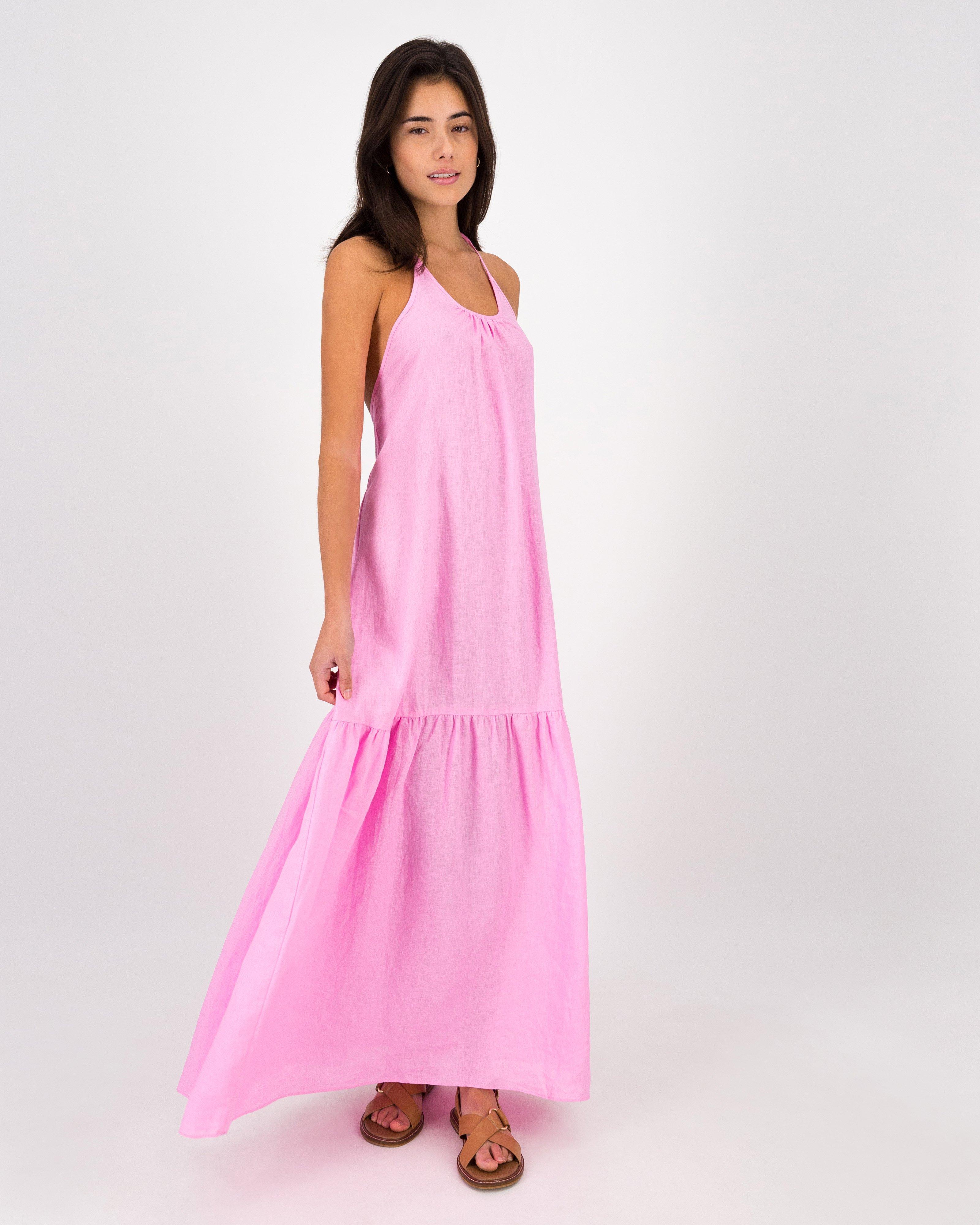Ann Linen Maxi Dress -  Pink