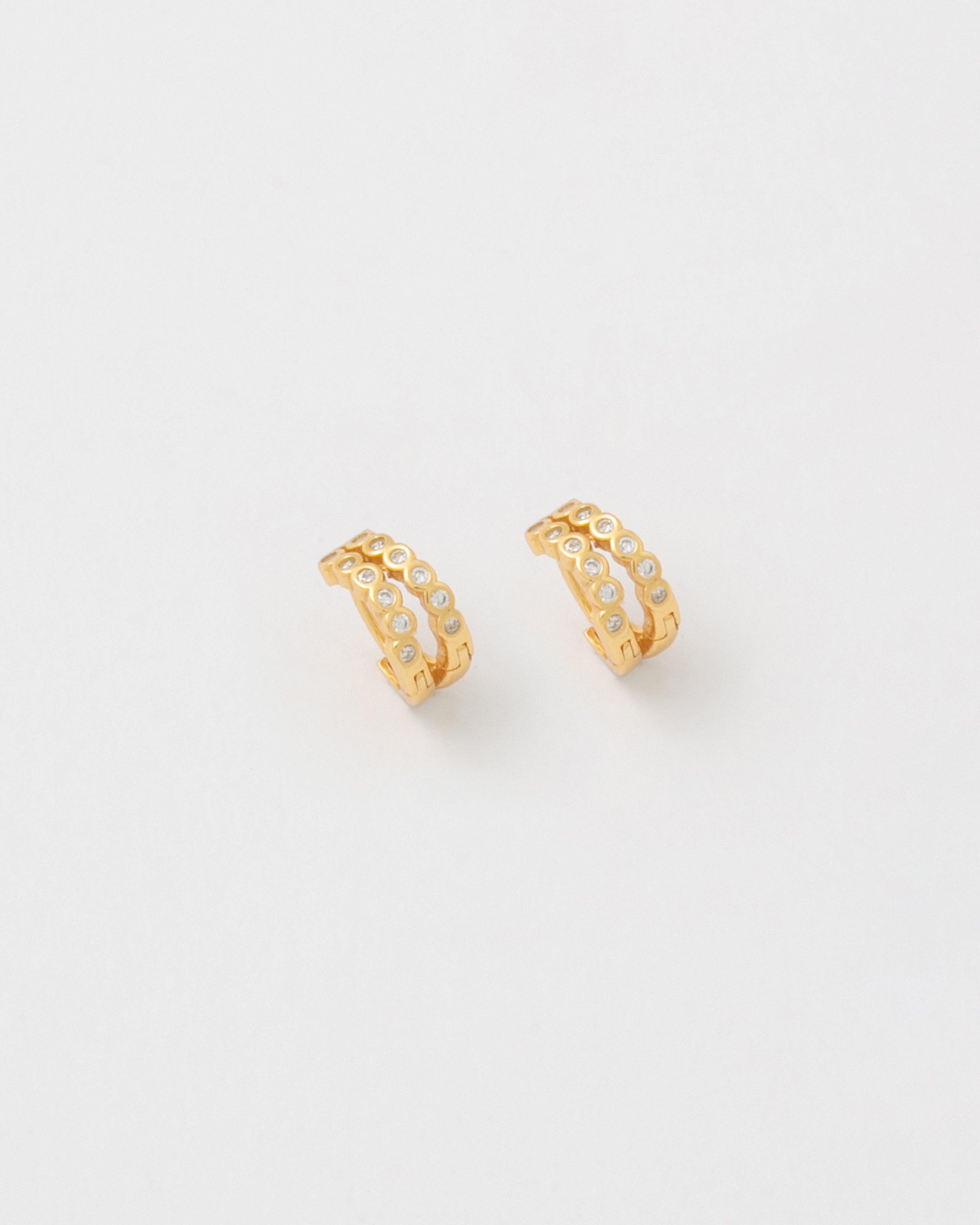 Sterling Silver Stone Organic Curved Huggie Earrings -  Camo