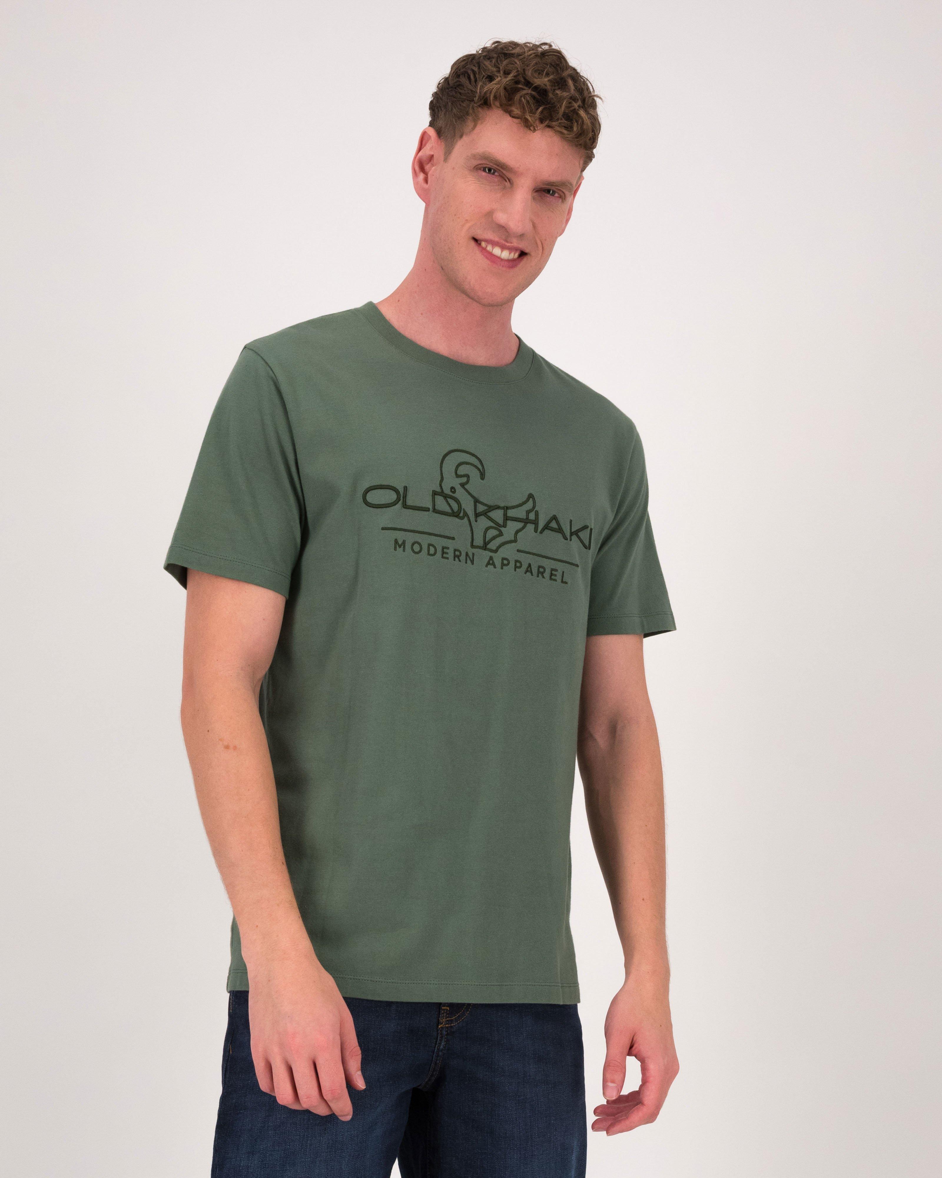 Men’s Sibongile Relaxed Fit Embroidered T-Shirt  -  Sage