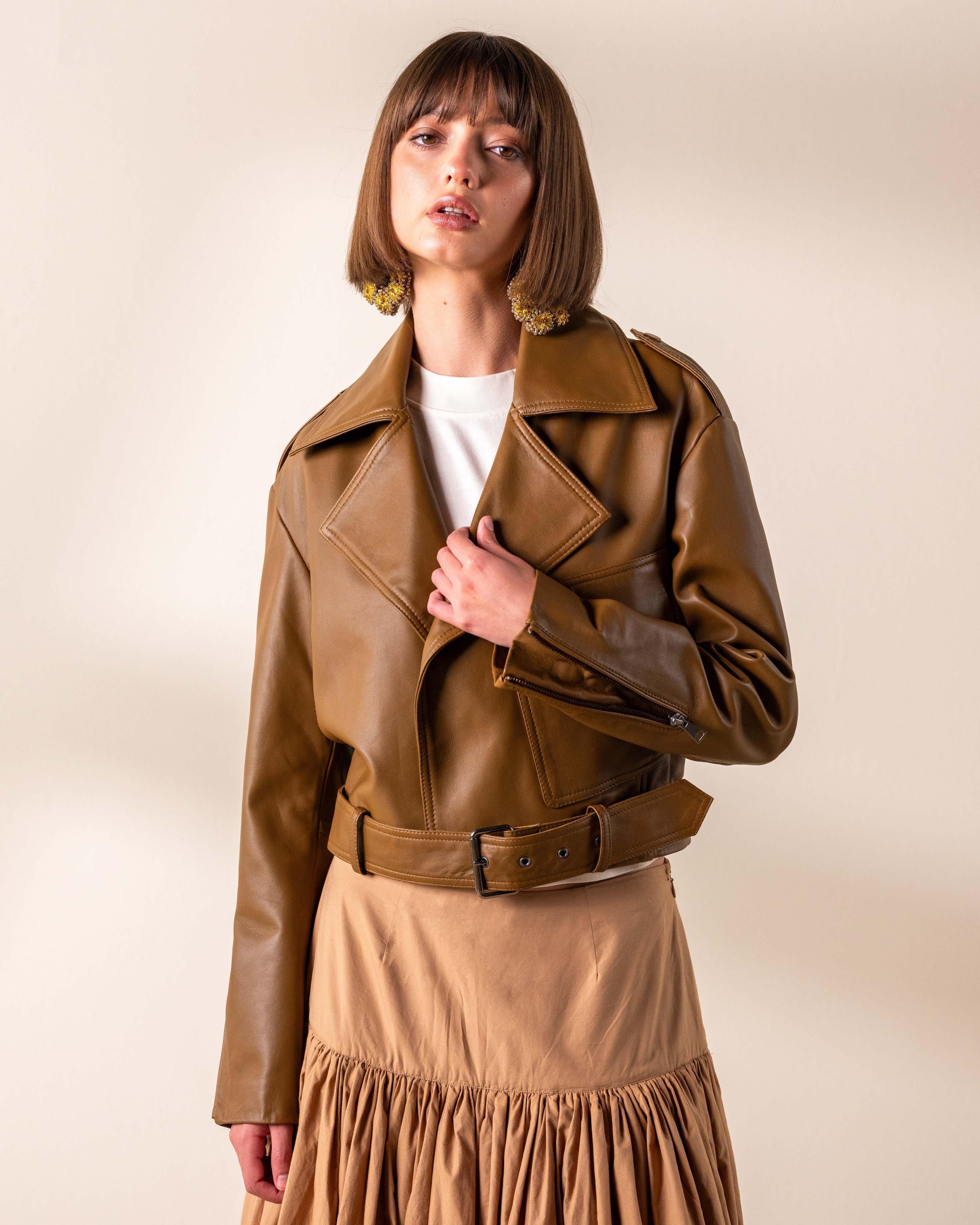  KLûK CGDT x Poetry Leather Jacket -  Stone