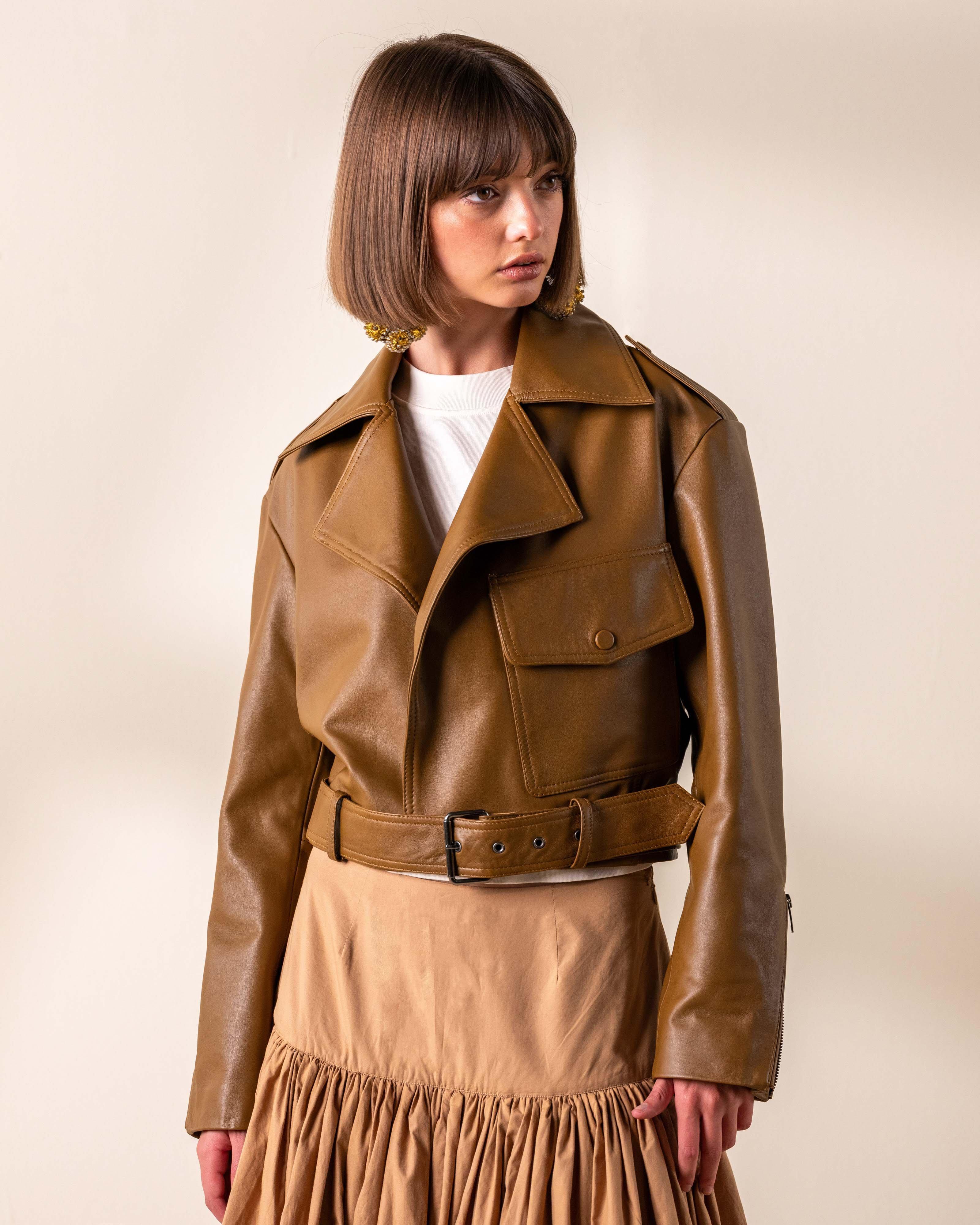  KLûK CGDT x Poetry Leather Jacket -  Stone