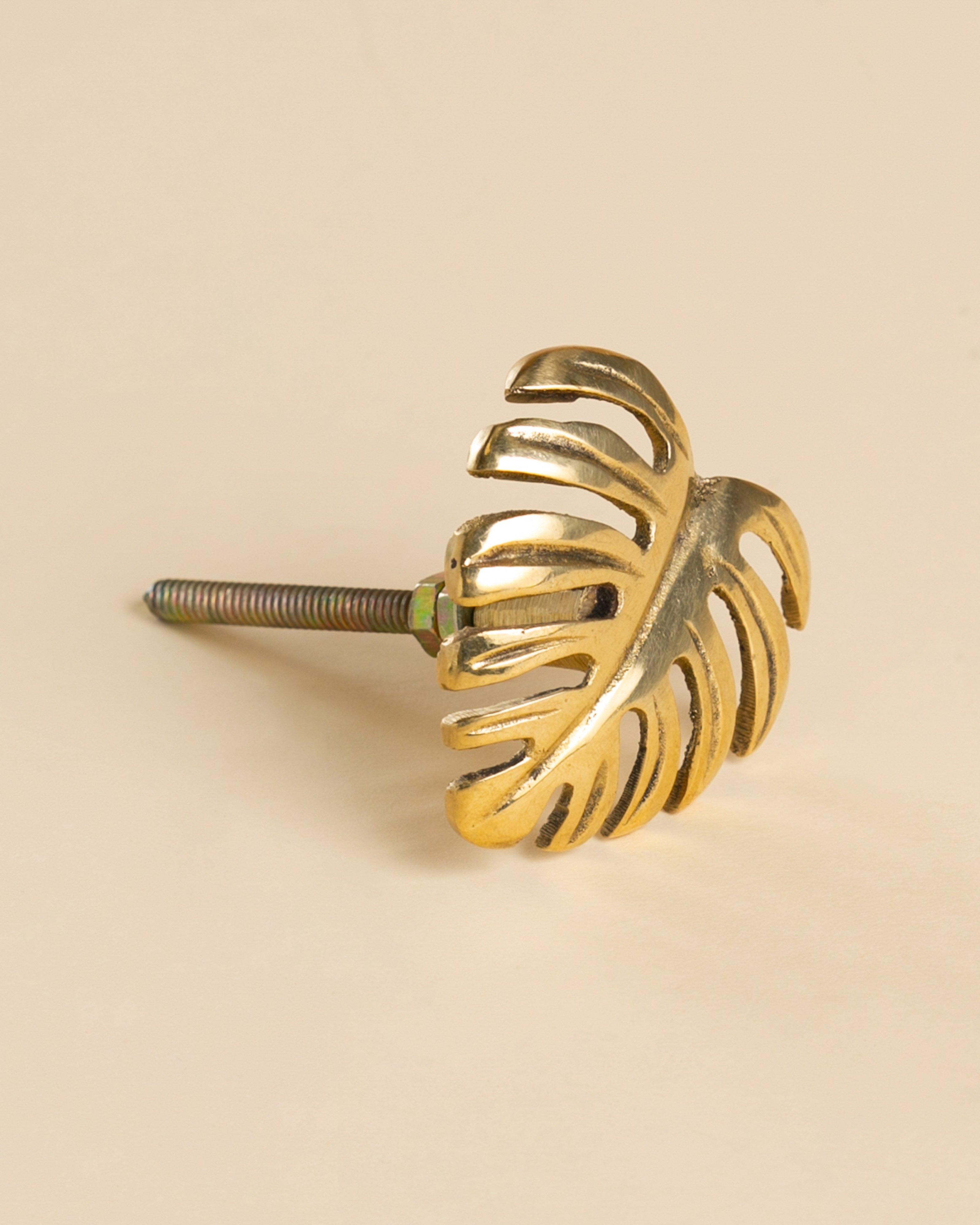 Brass Palm Leaf Knob -  Gold