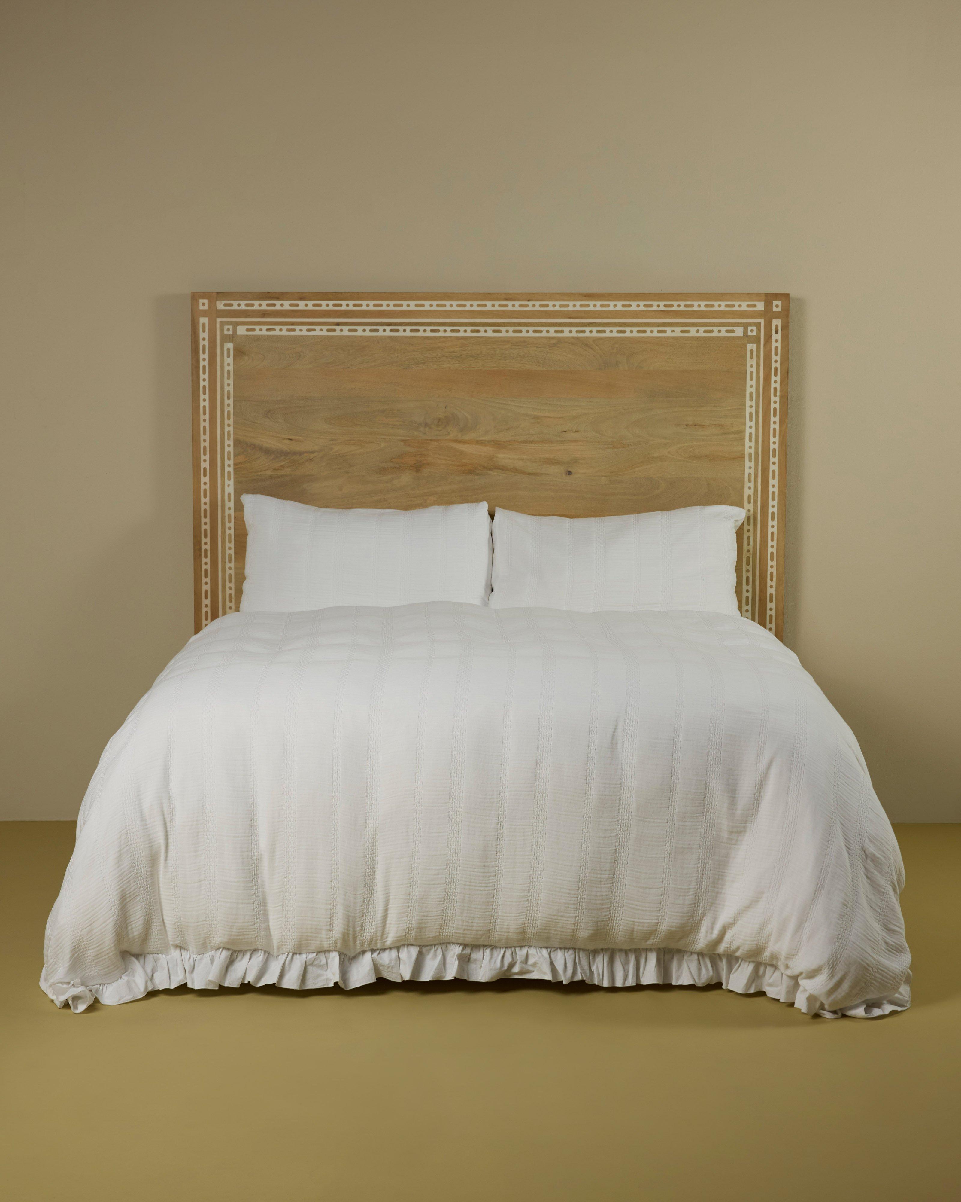 Blending Cotton Ruffle Queen Duvet Cover -  White