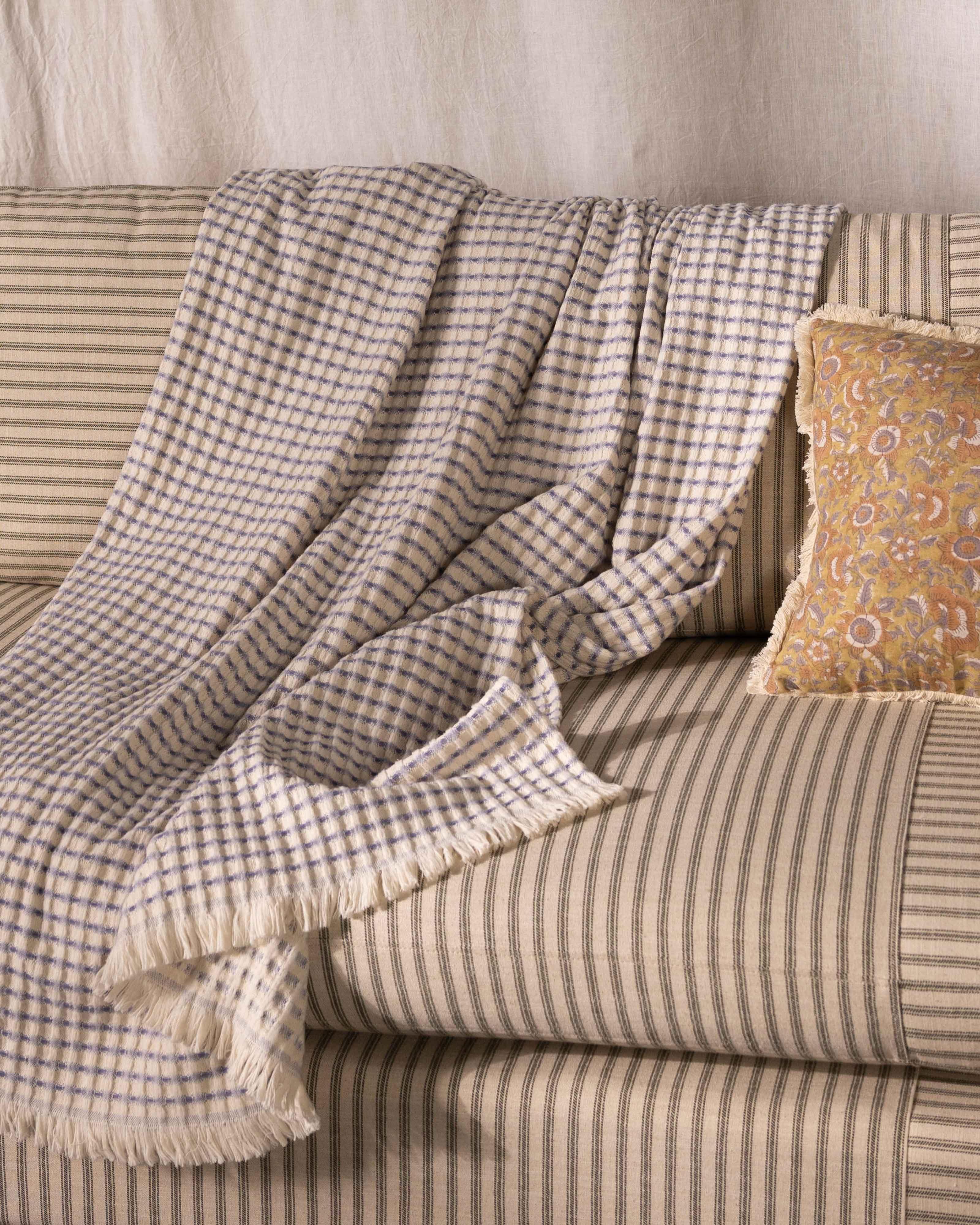 Isola Warm Handle Textured Throw -  Blue