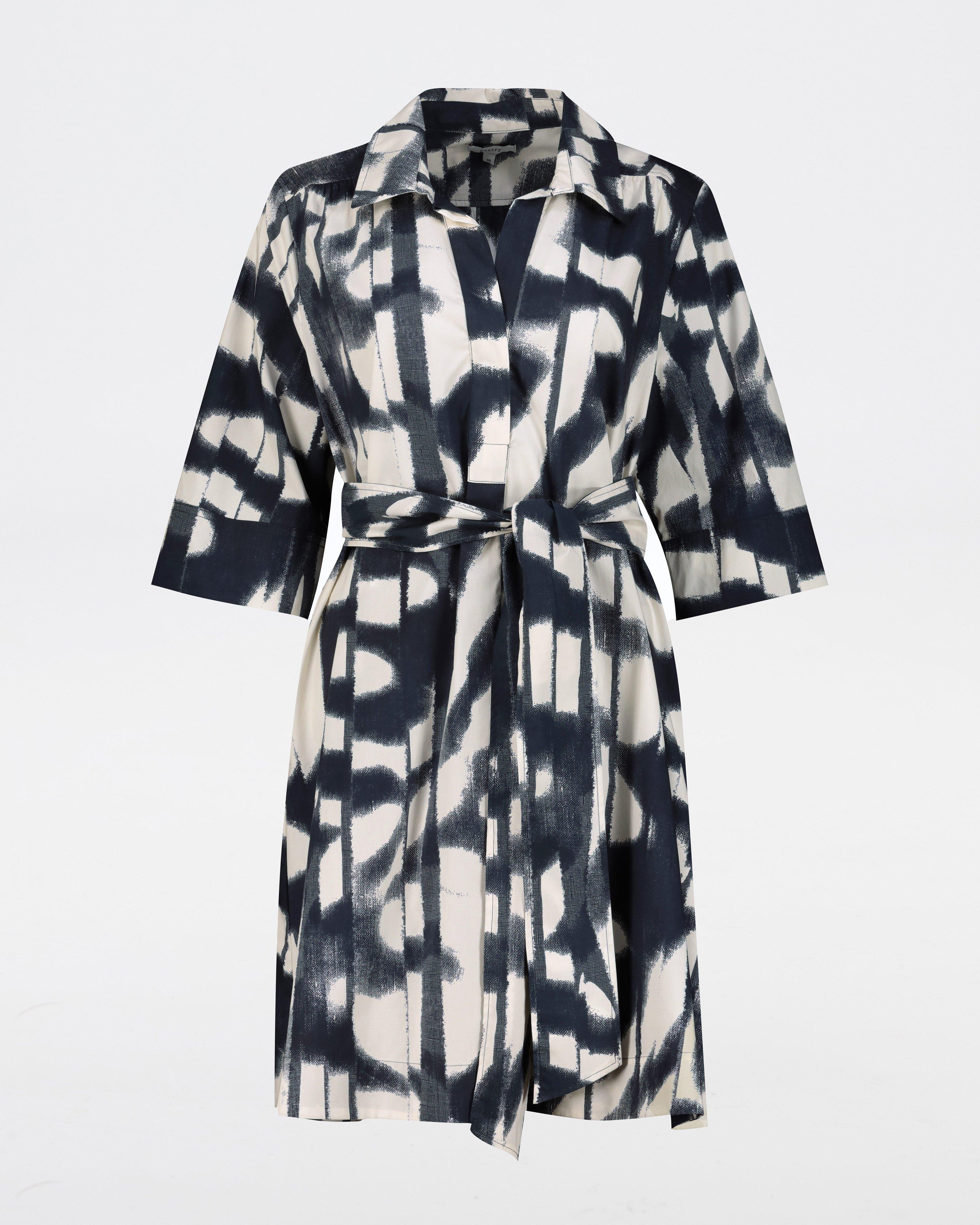 Dena Printed Poplin Swing Dress -  Blue