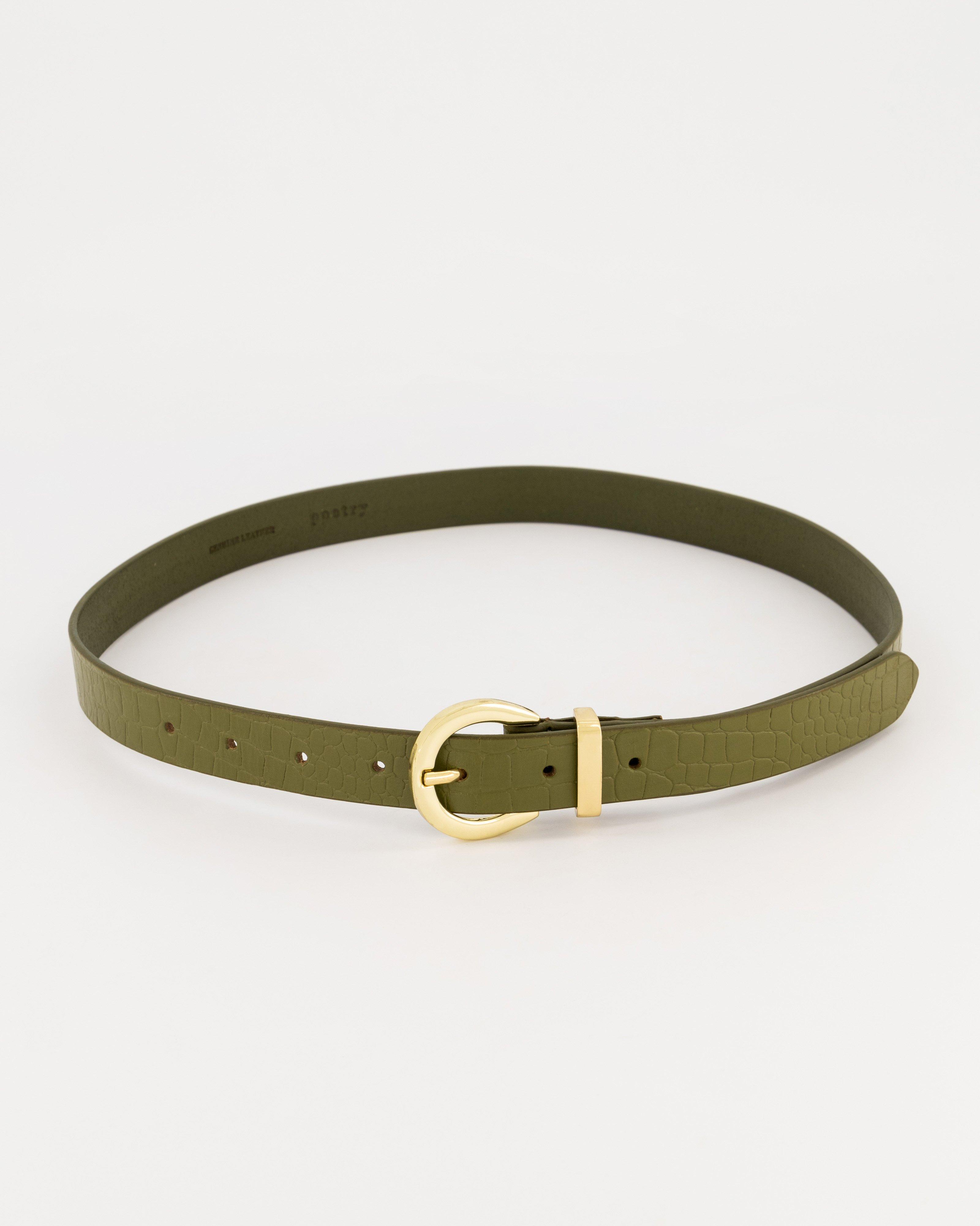 Brooke Croc Belt -  Olive