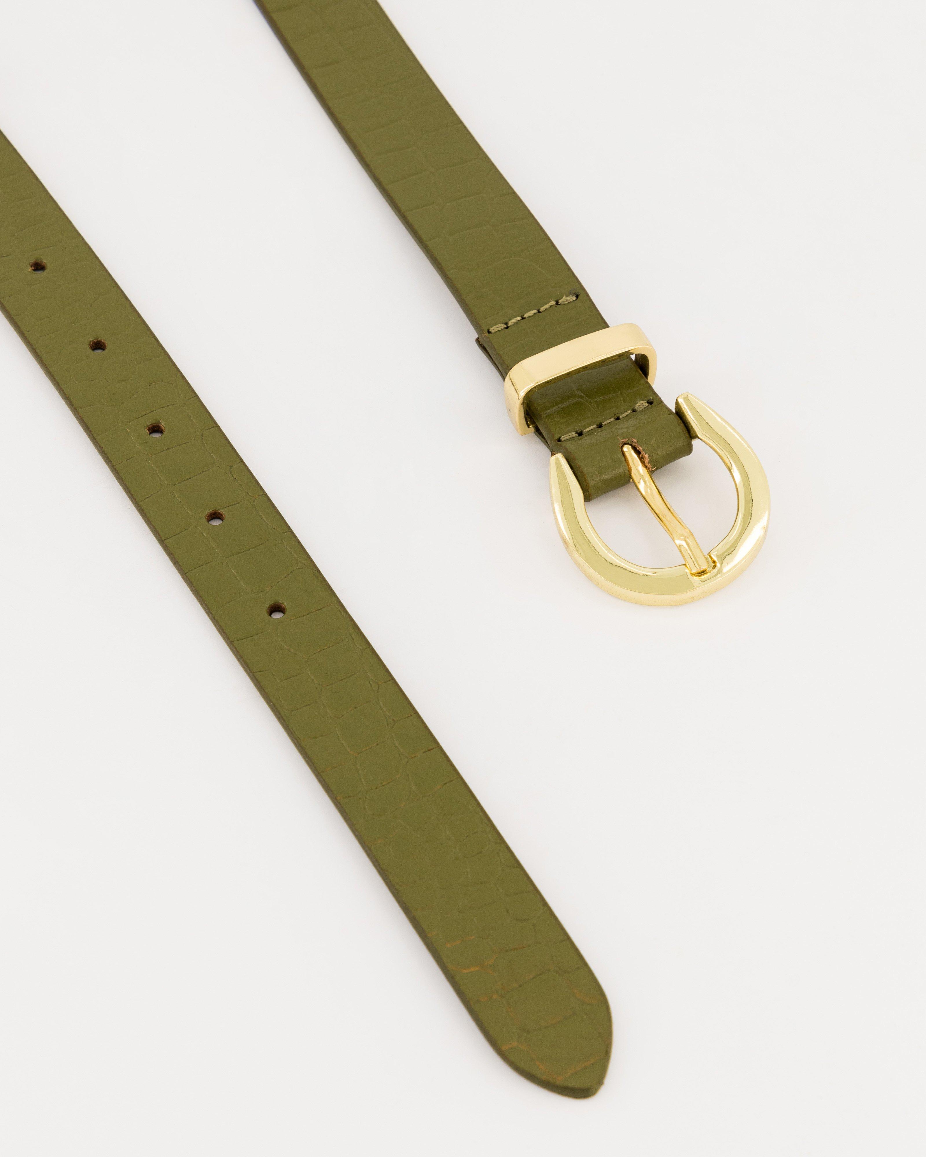 Brooke Croc Belt -  Olive