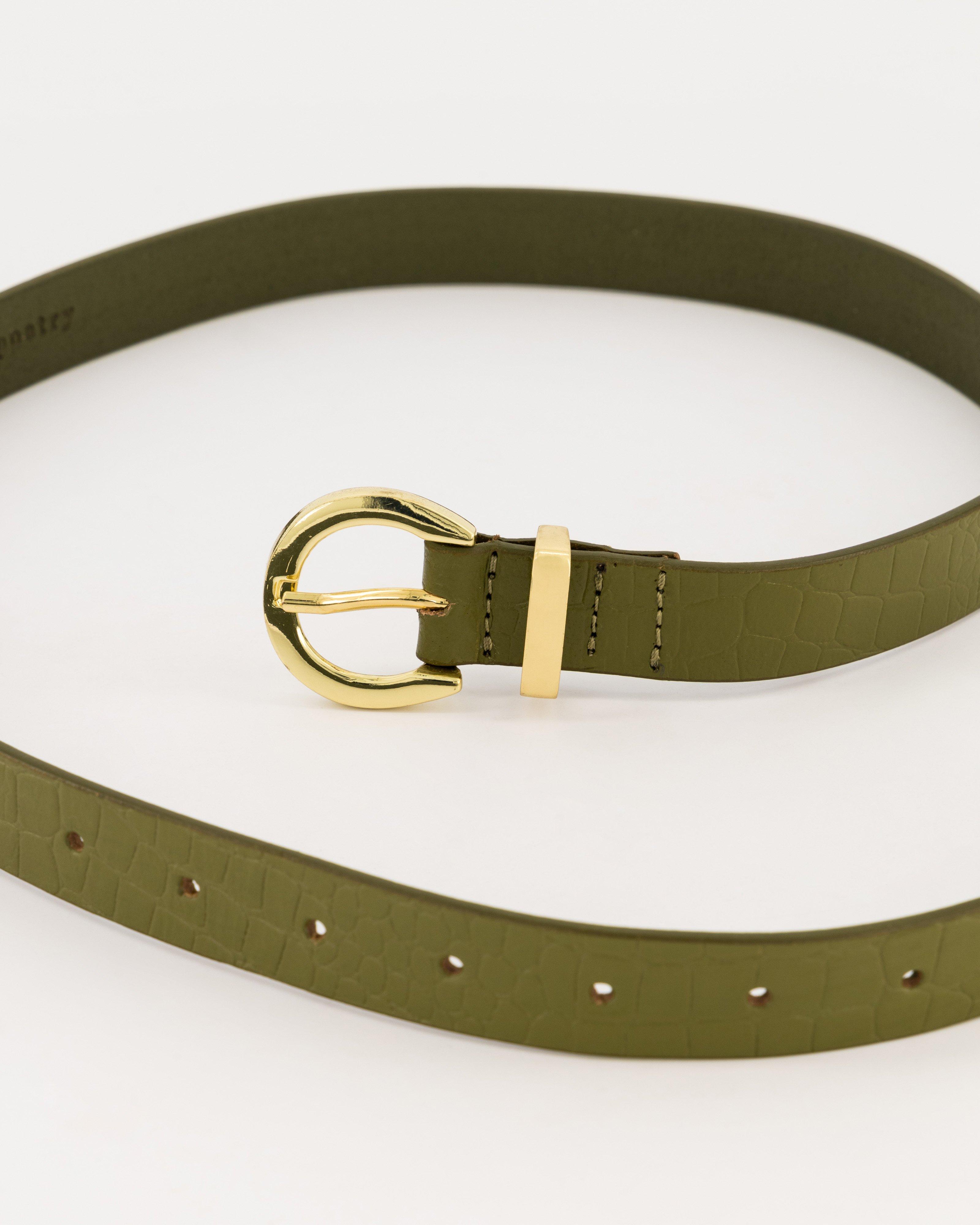 Brooke Croc Belt -  Olive