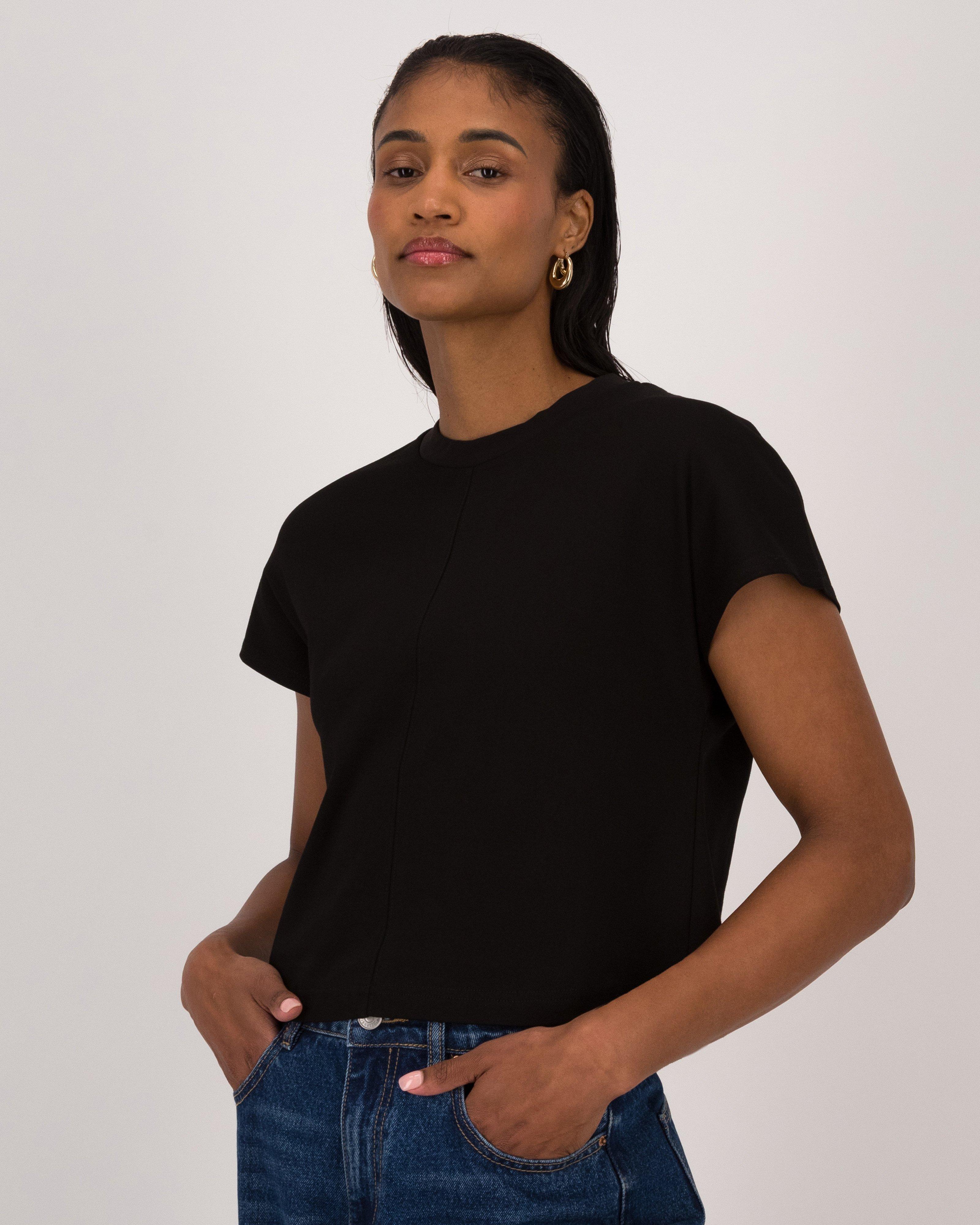 Chie Cropped Tee -  Black
