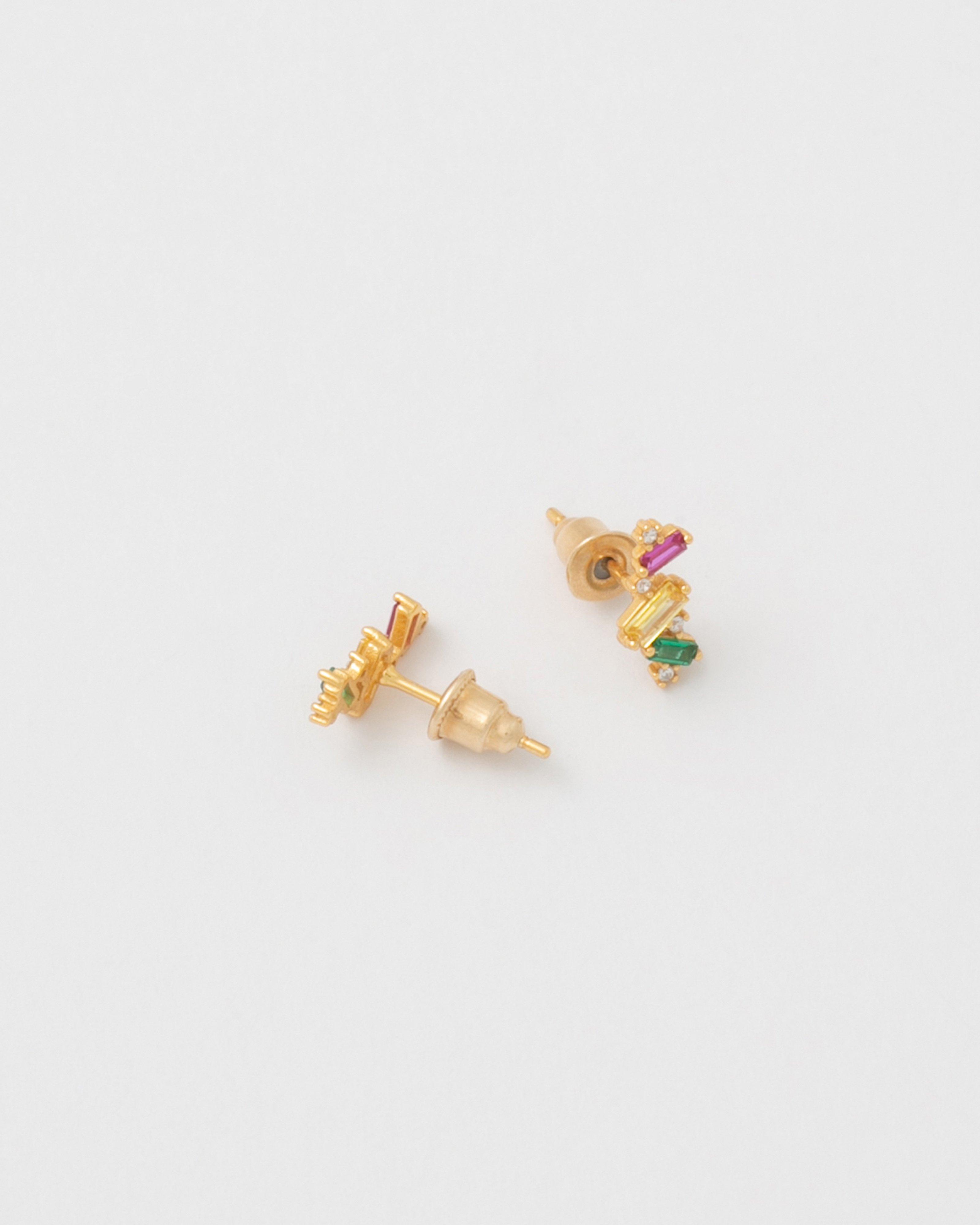 Sterling Silver Rectangular Stone Crawler Earrings -  Assorted