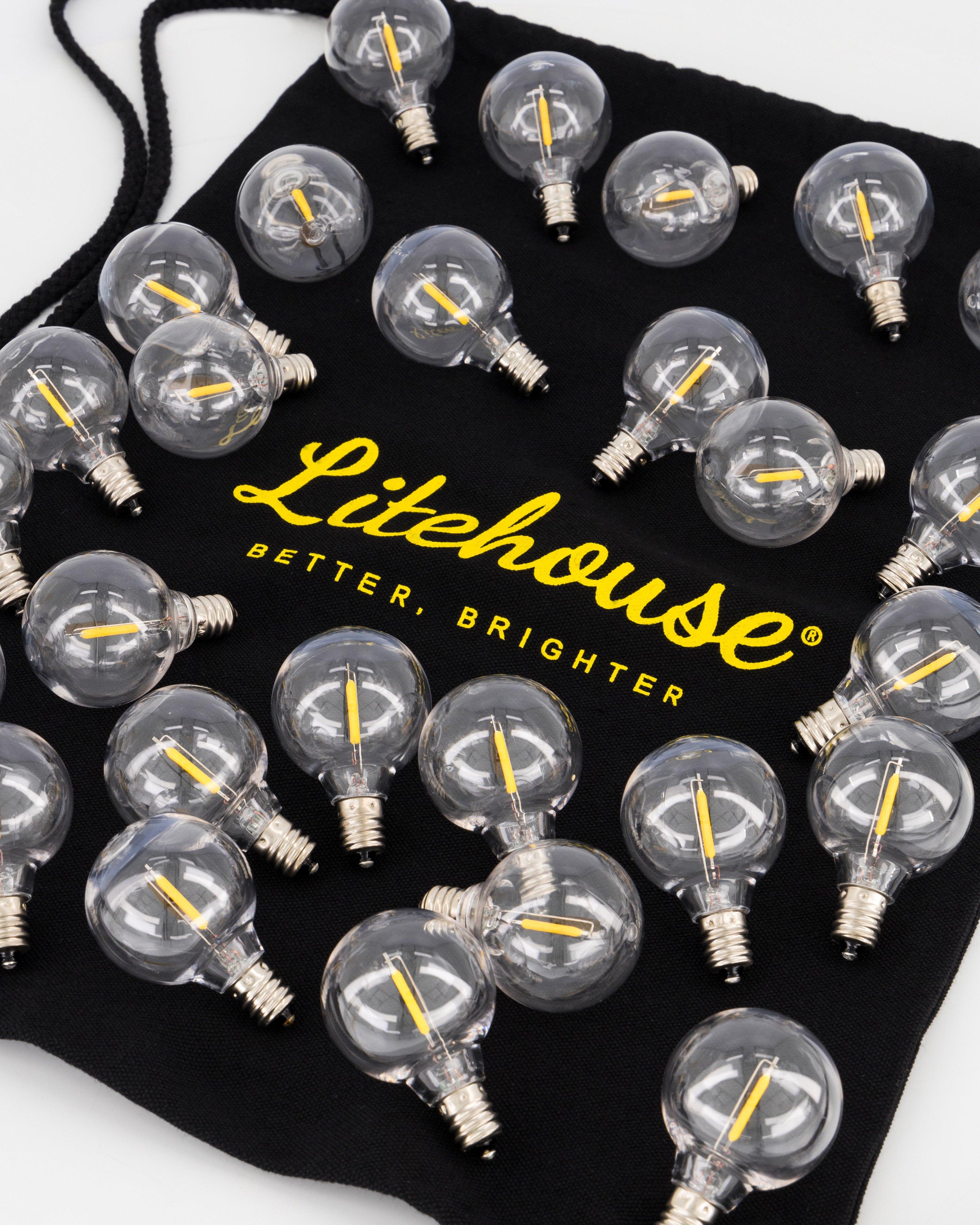 LiteHouse Solar LED Mini Outdoor Bulb String Lights – 7.5m -  Black