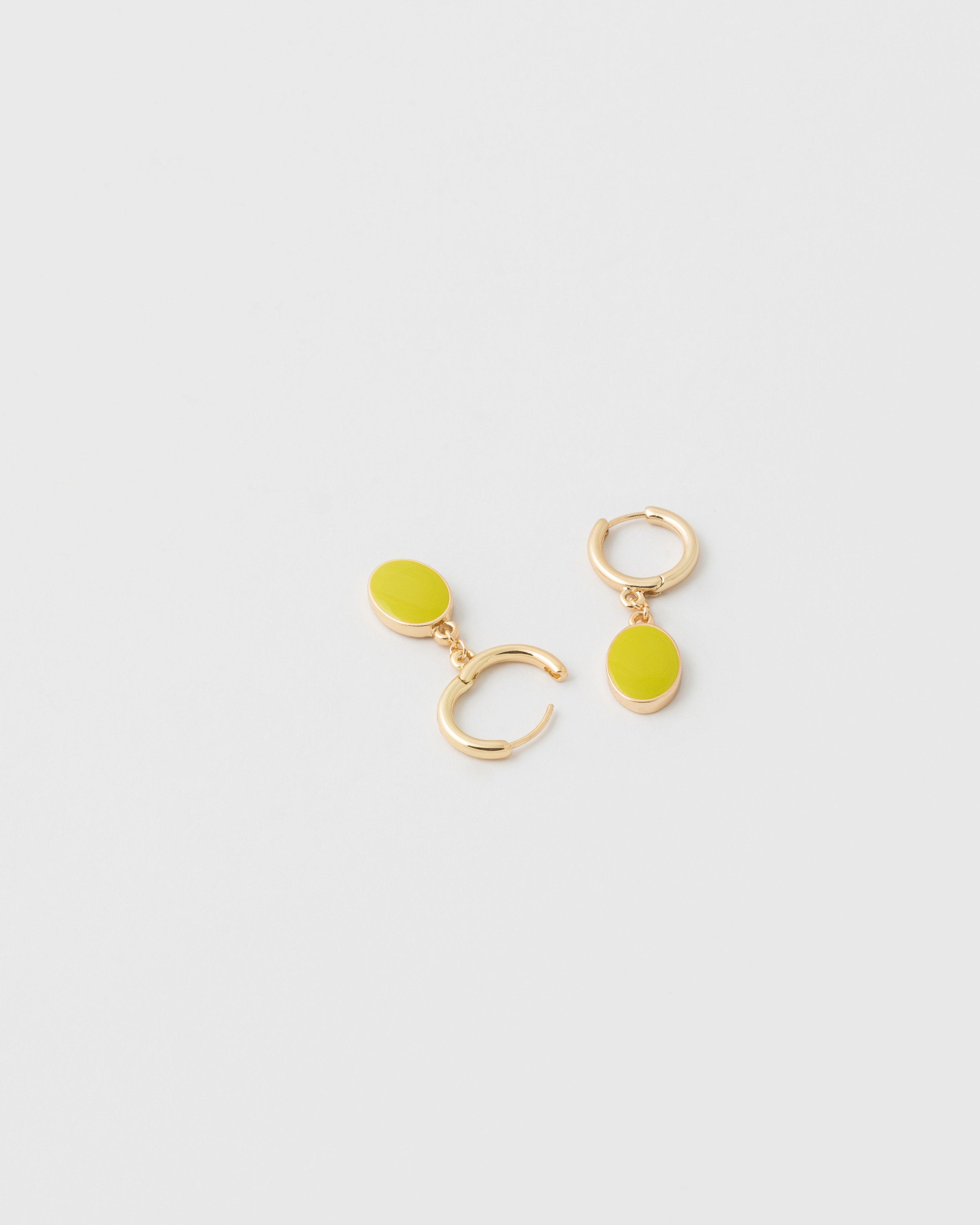 Epoxy Huggie Drop Earrings -  Chartreuse