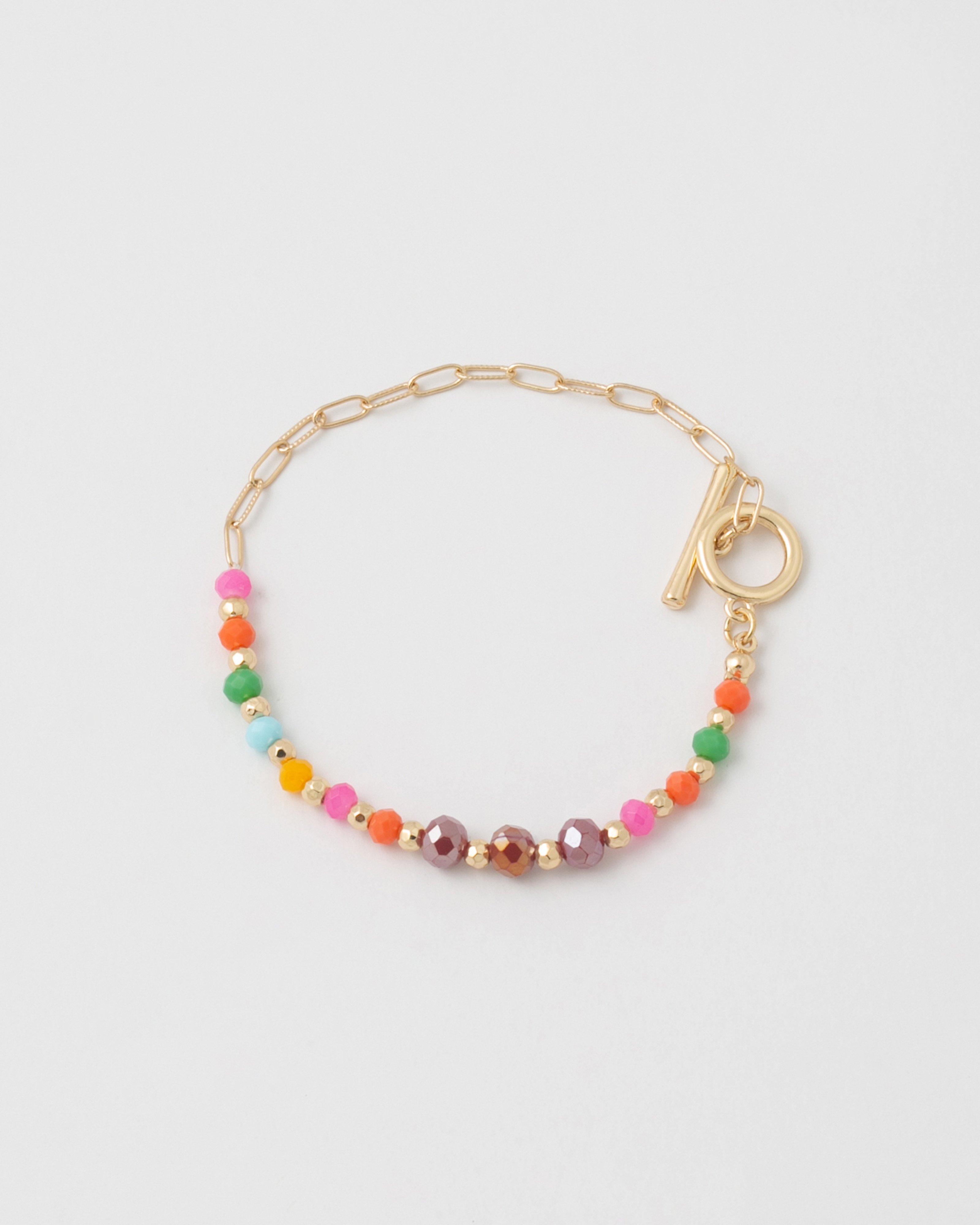 Multi-Beaded and Paperclip Toggle Clasp Bracelet -  Assorted