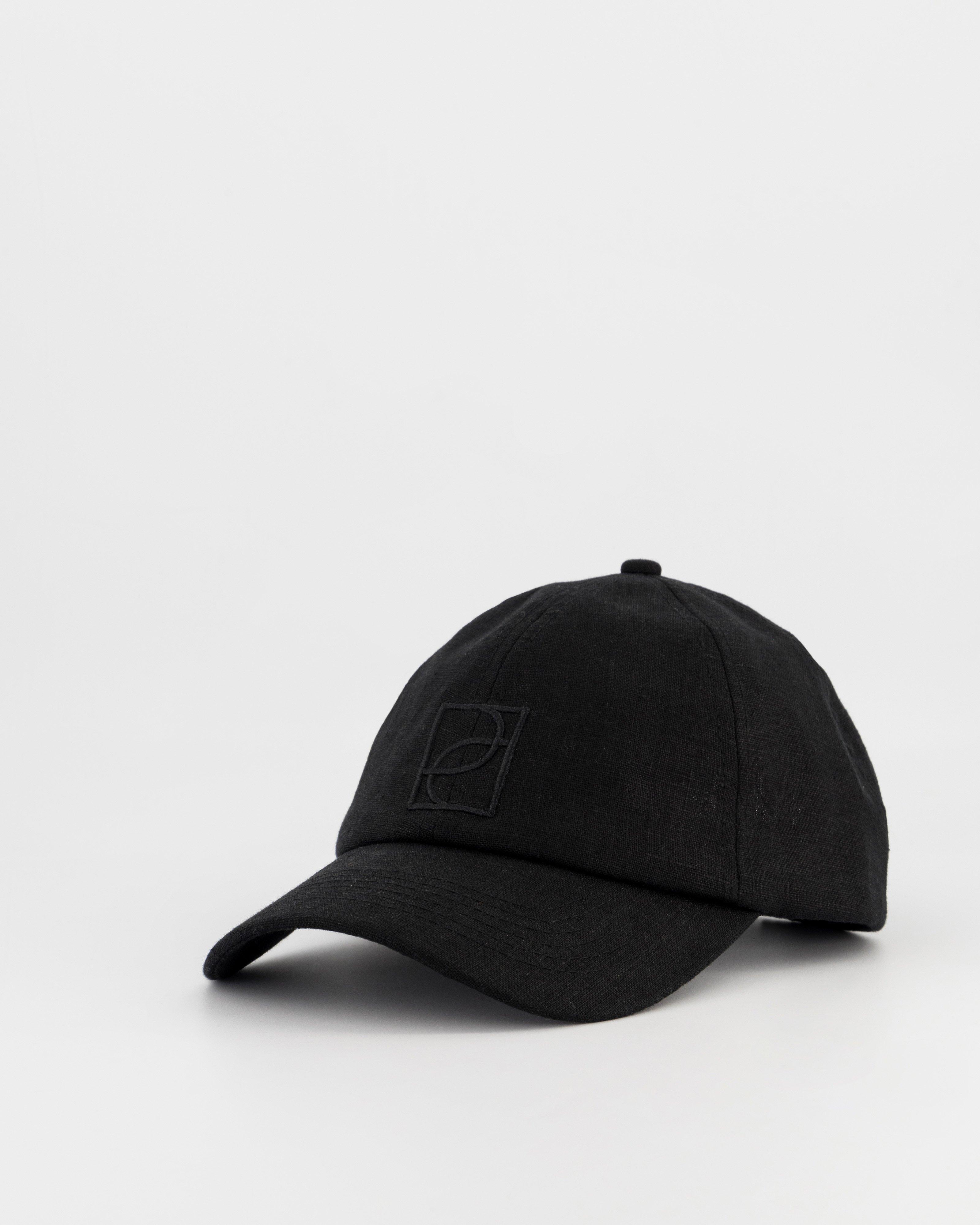 Kenzie Linen Peak Cap -  Black