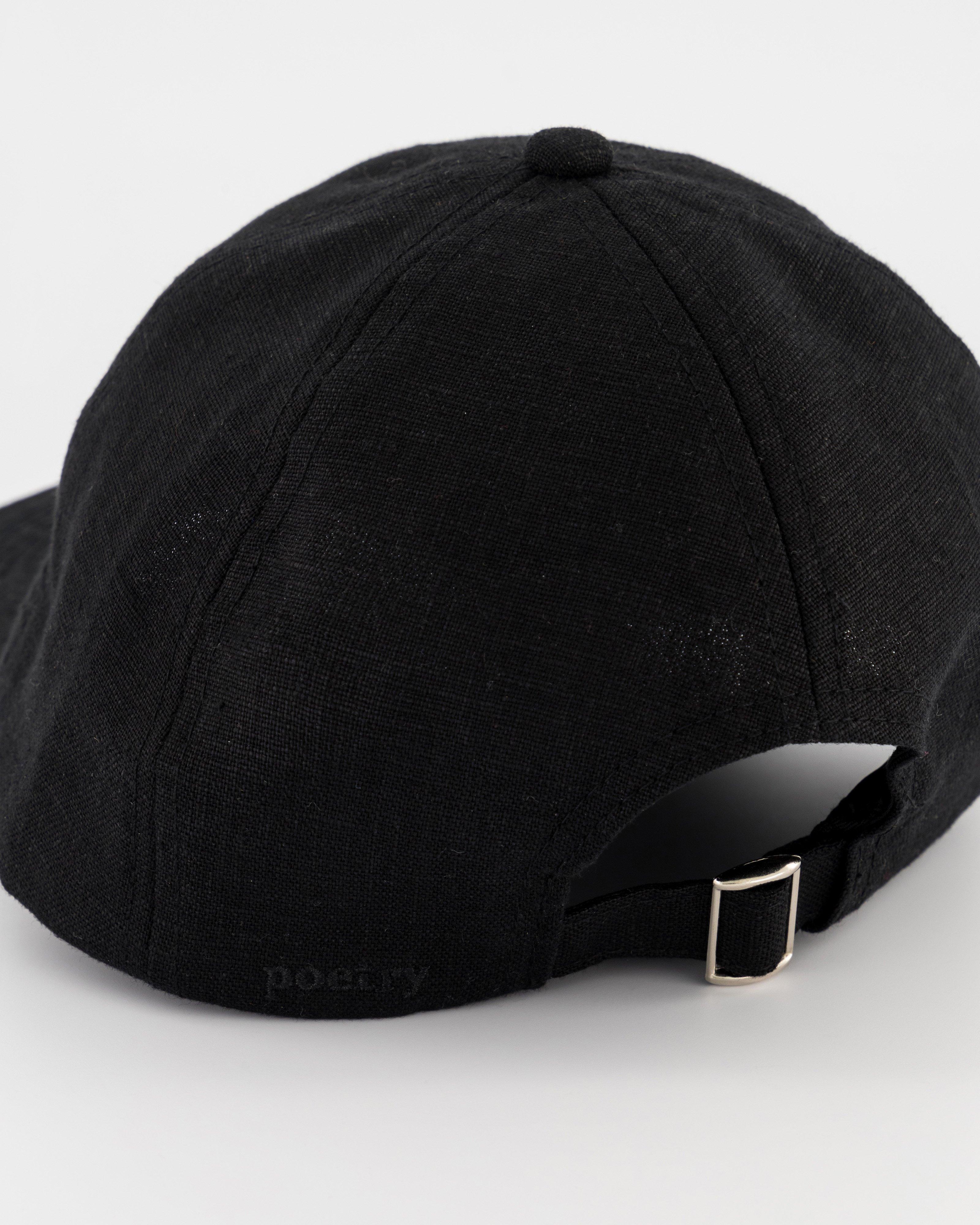 Kenzie Linen Peak Cap -  Black