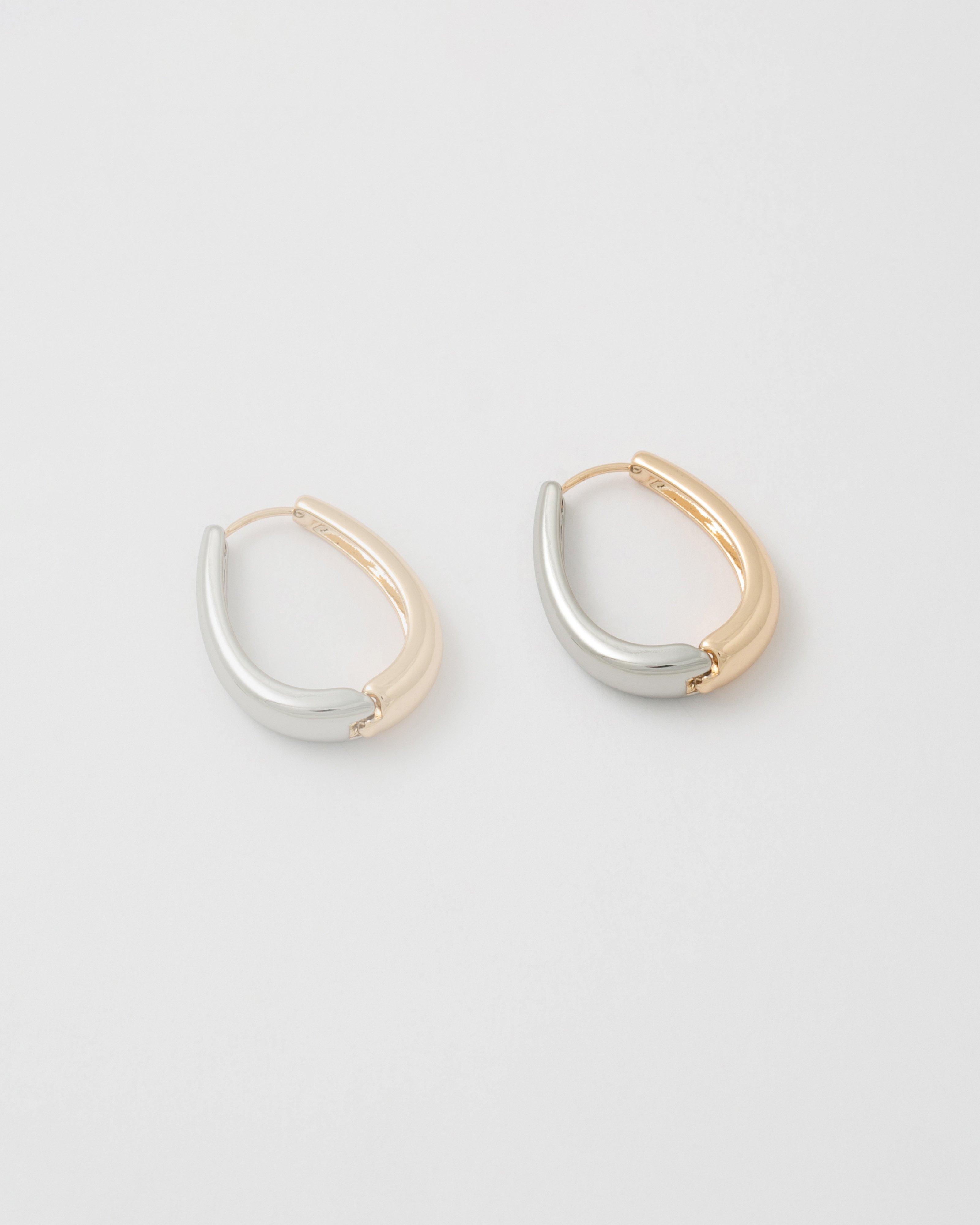Double Sided Reversible Hoop Earrings -  Gold