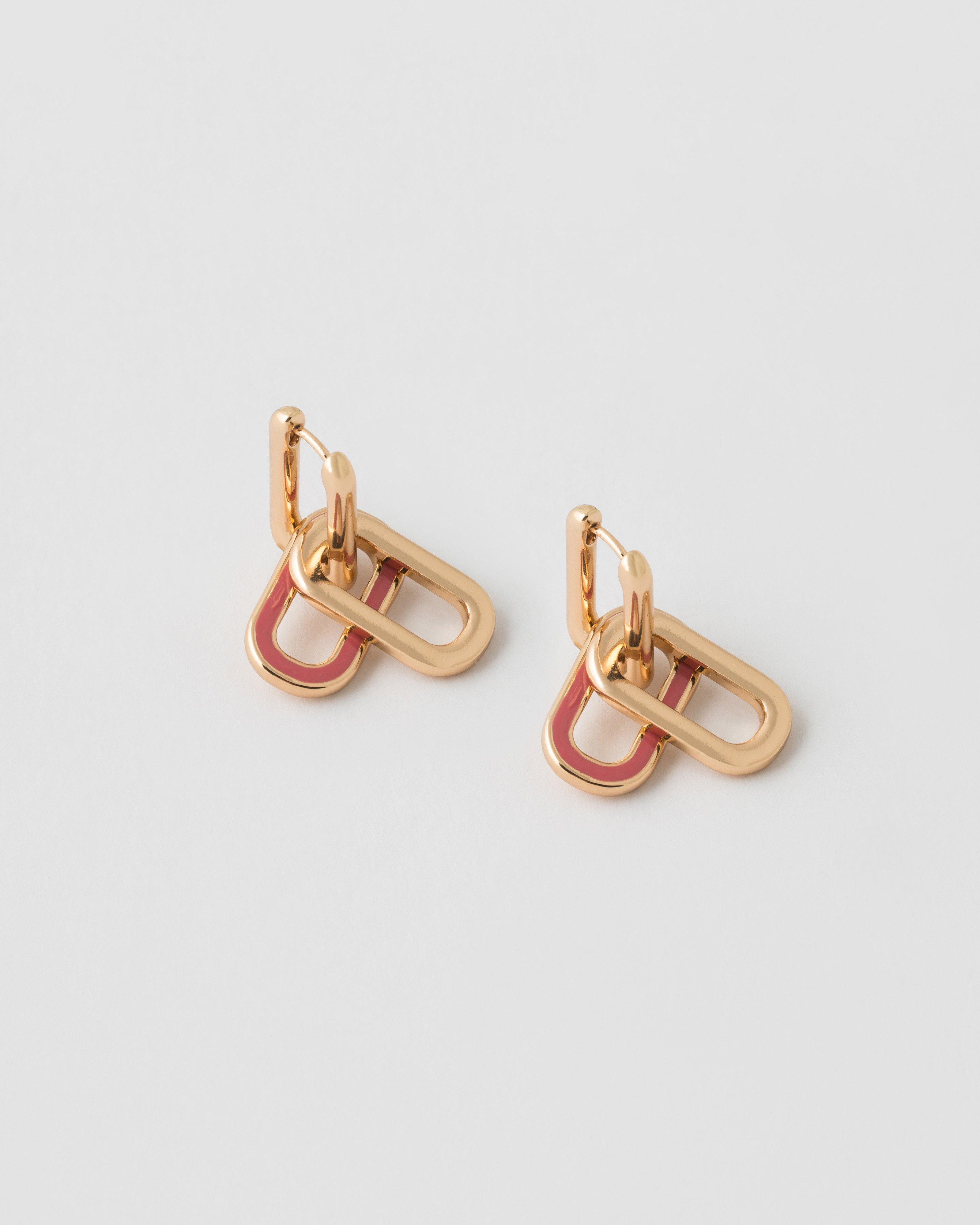 Interchangeable Double Link Drop Earrings  -  Pink