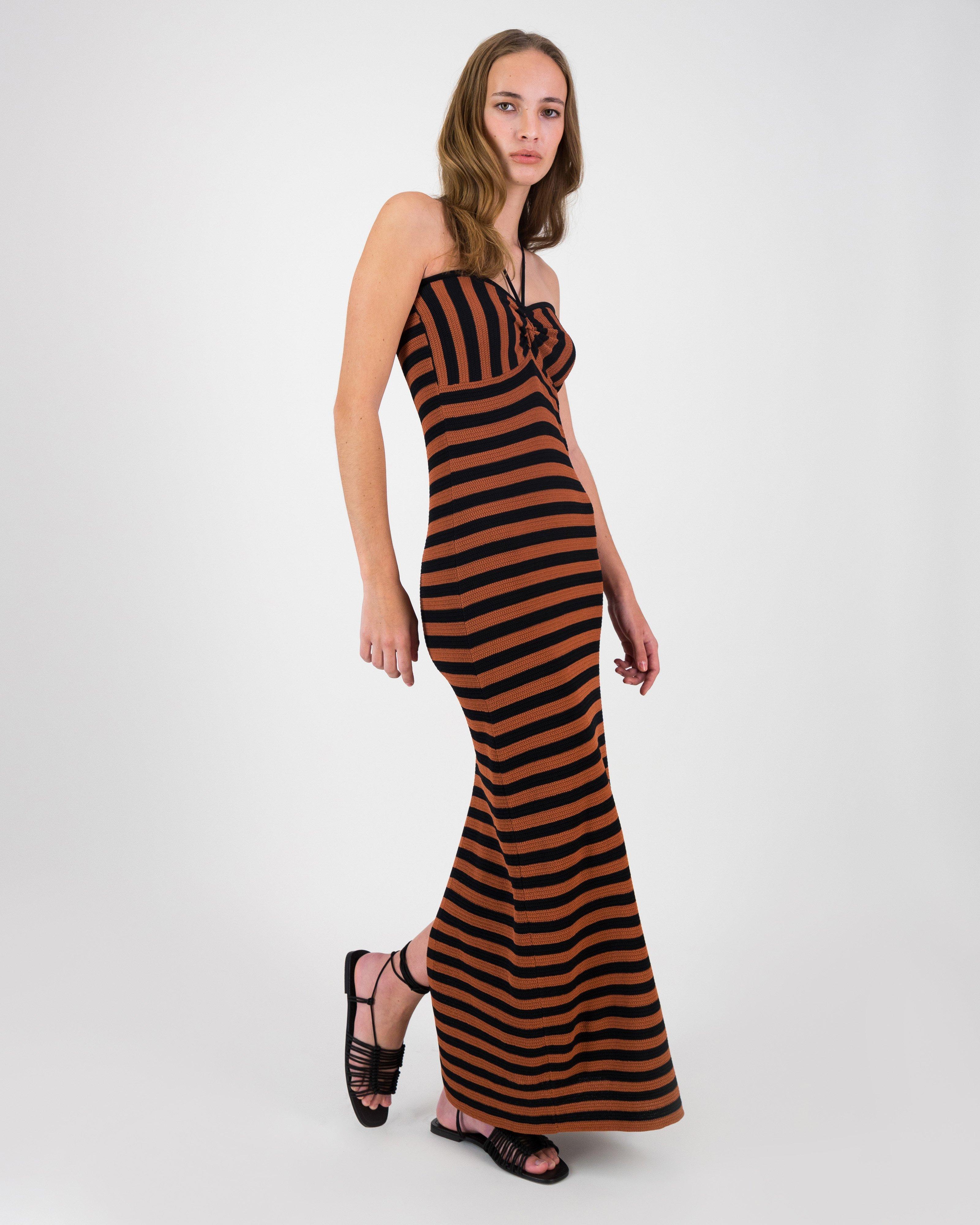 Zelda Stripe Knitwear Dress -  Black