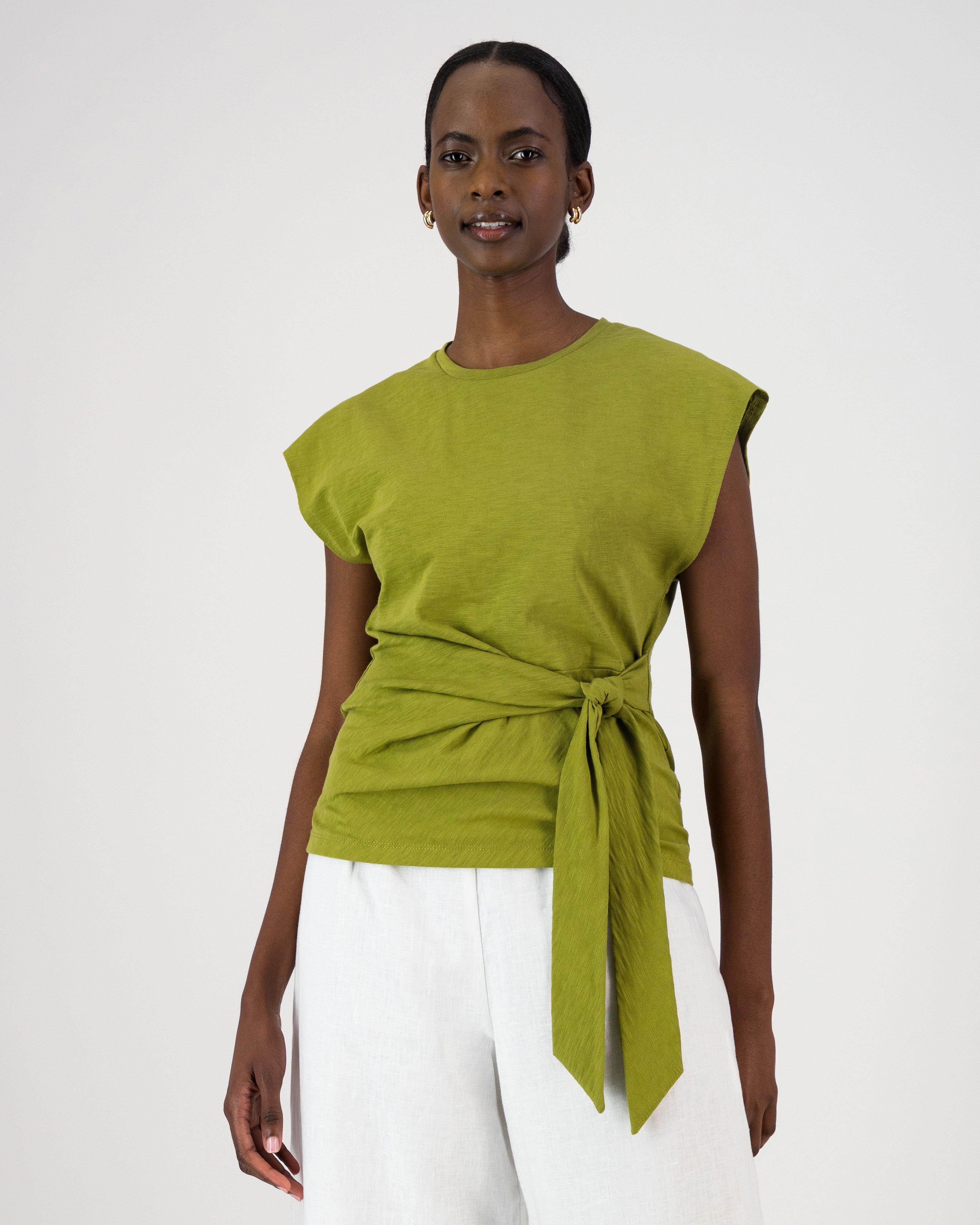 Renee Tie Detail Top -  Green
