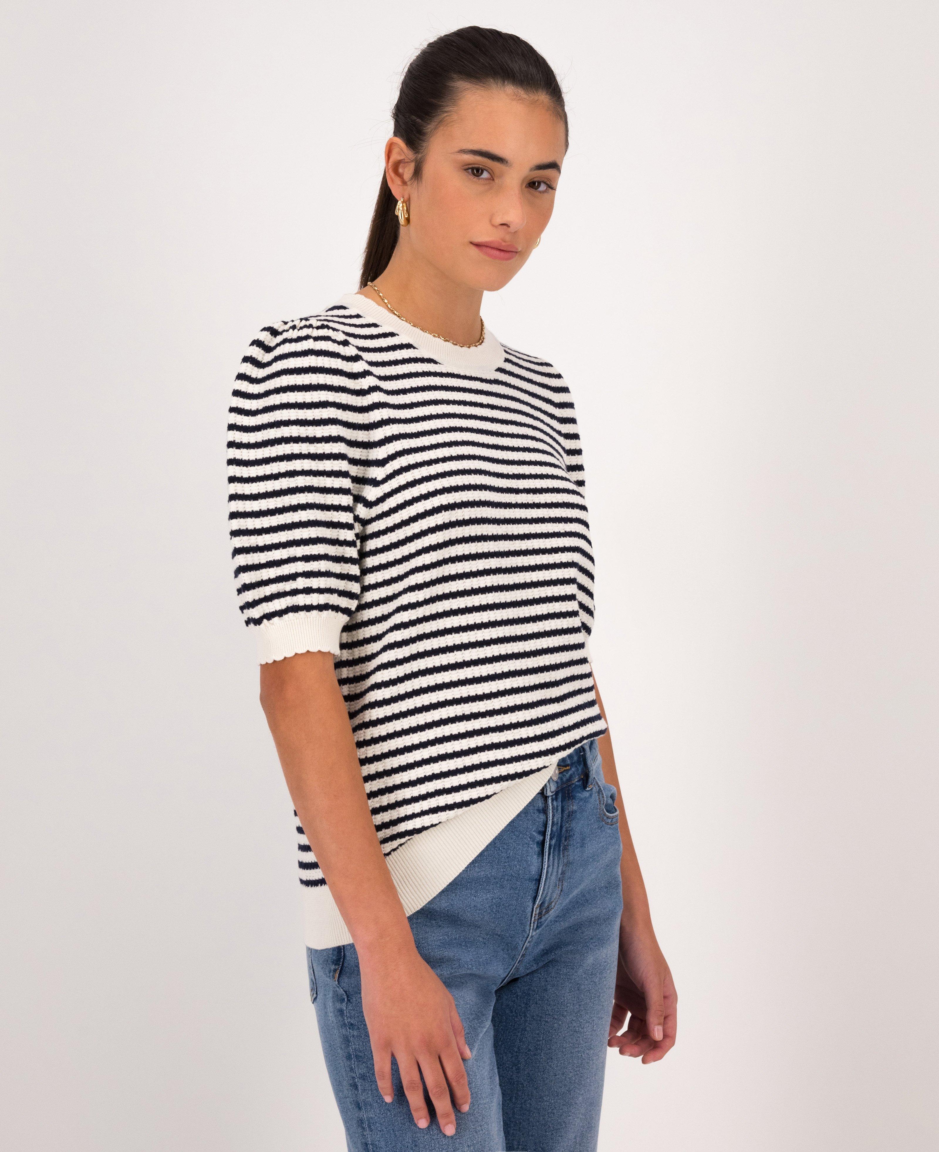 Pippa Scalloped Knit Top -  Blue
