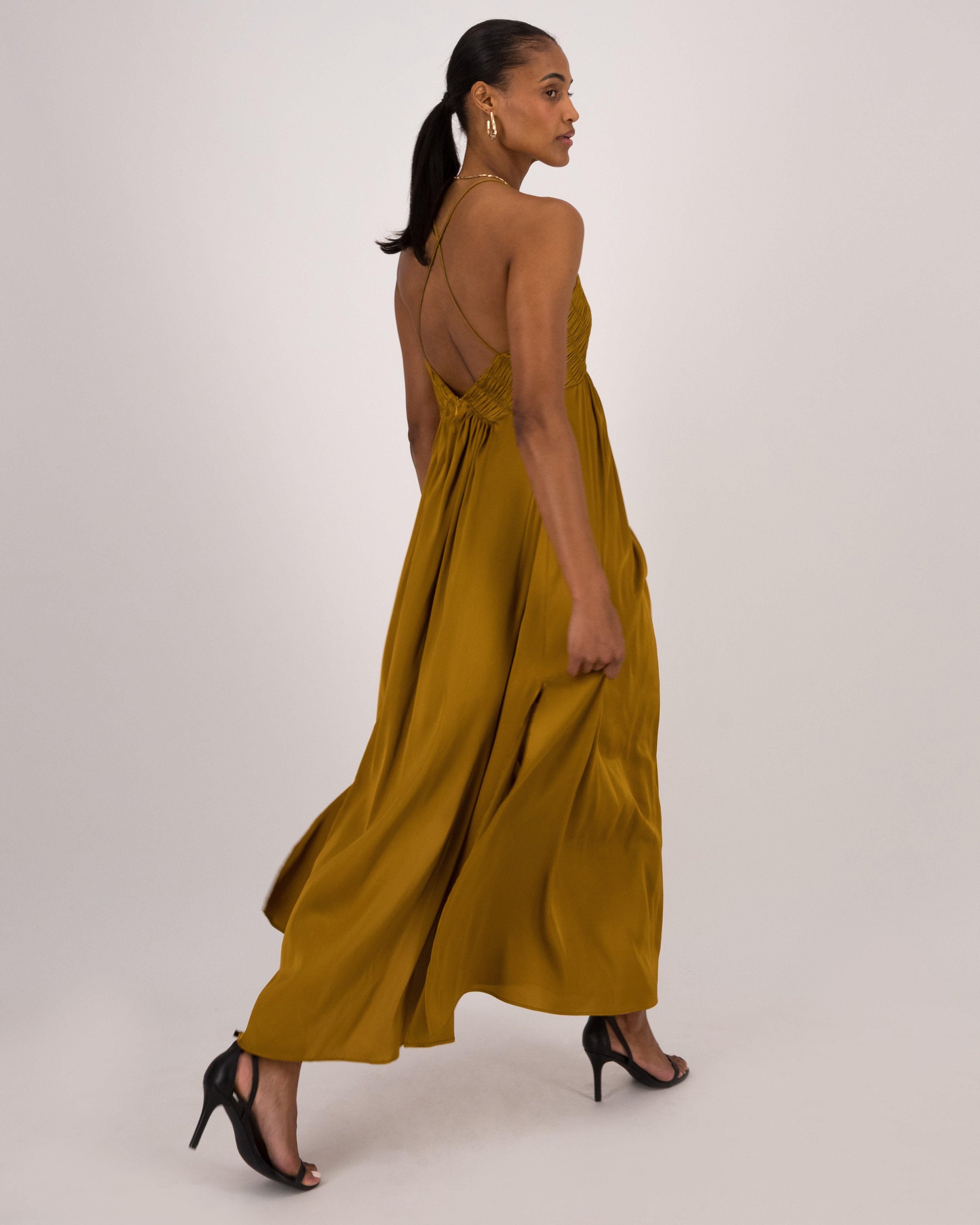 Aylin Satin Dress -  Brown