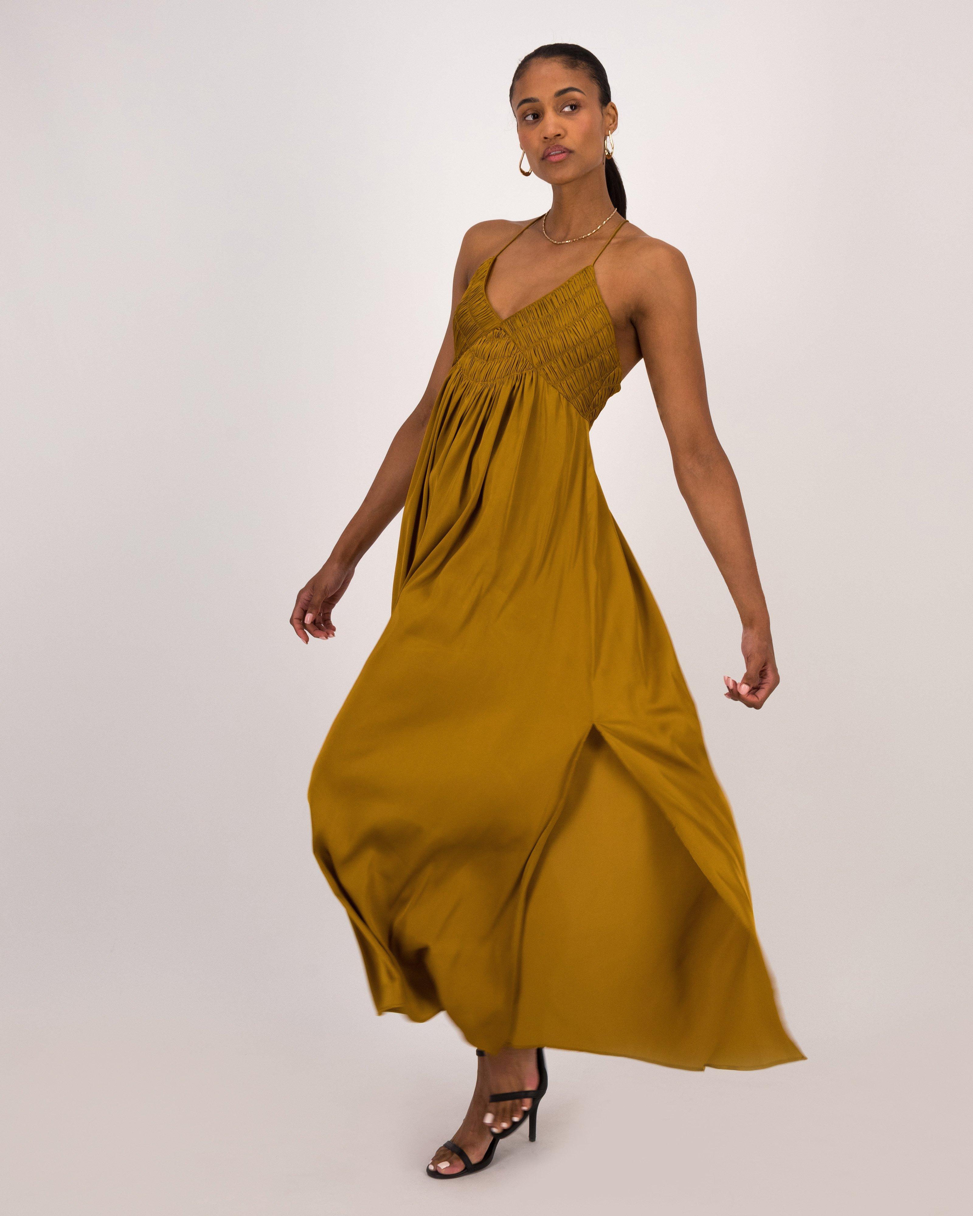 Aylin Satin Dress -  Brown