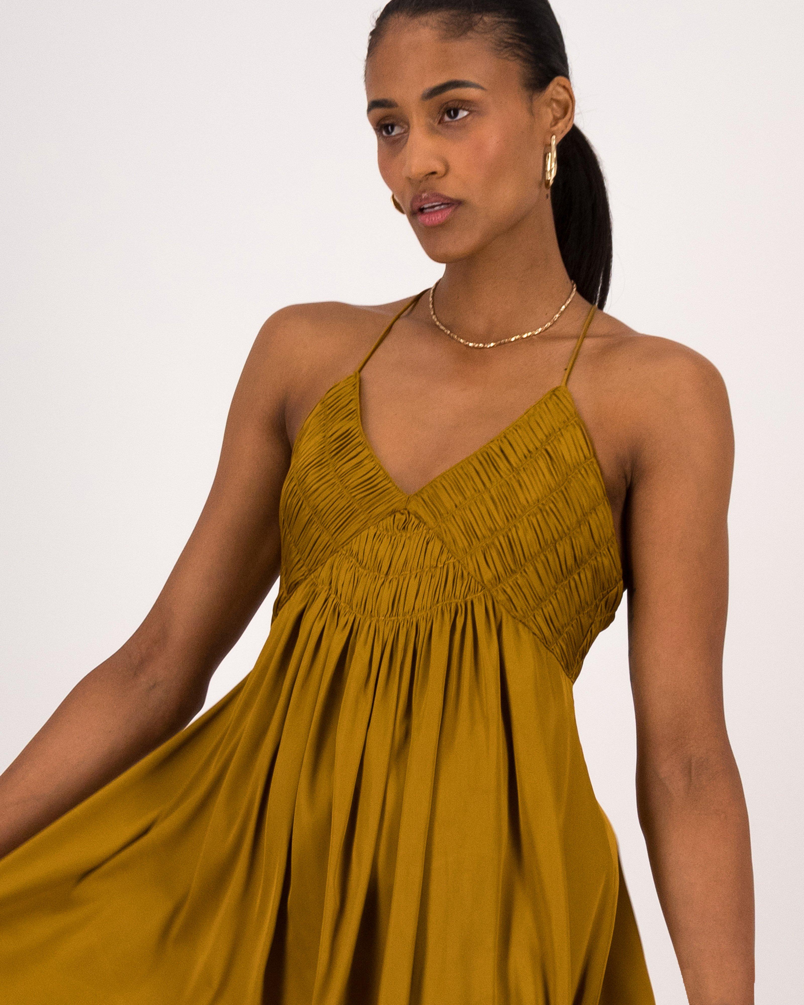 Aylin Satin Dress -  Brown