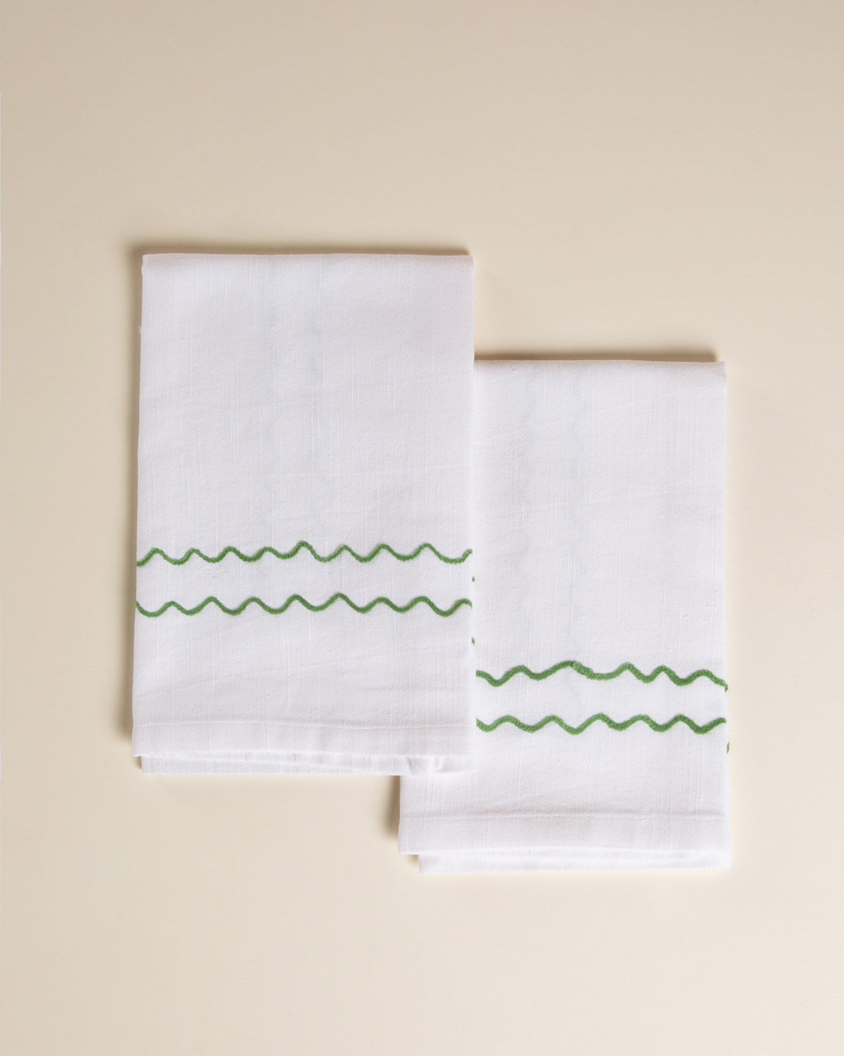 Siena Greens Embroidered Napkins -  Green