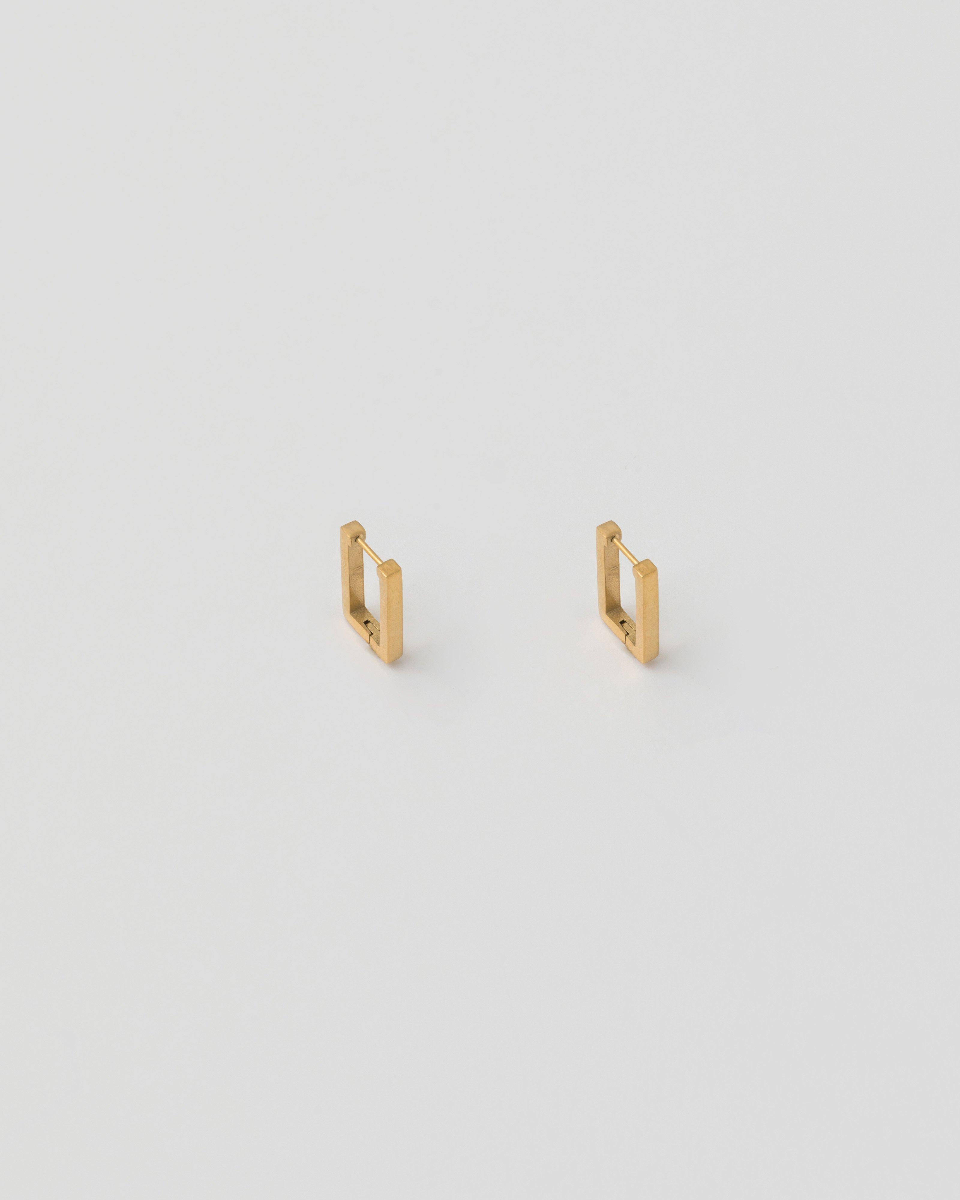 Stainless Steel Rectangular Huggie Earring -  Gold
