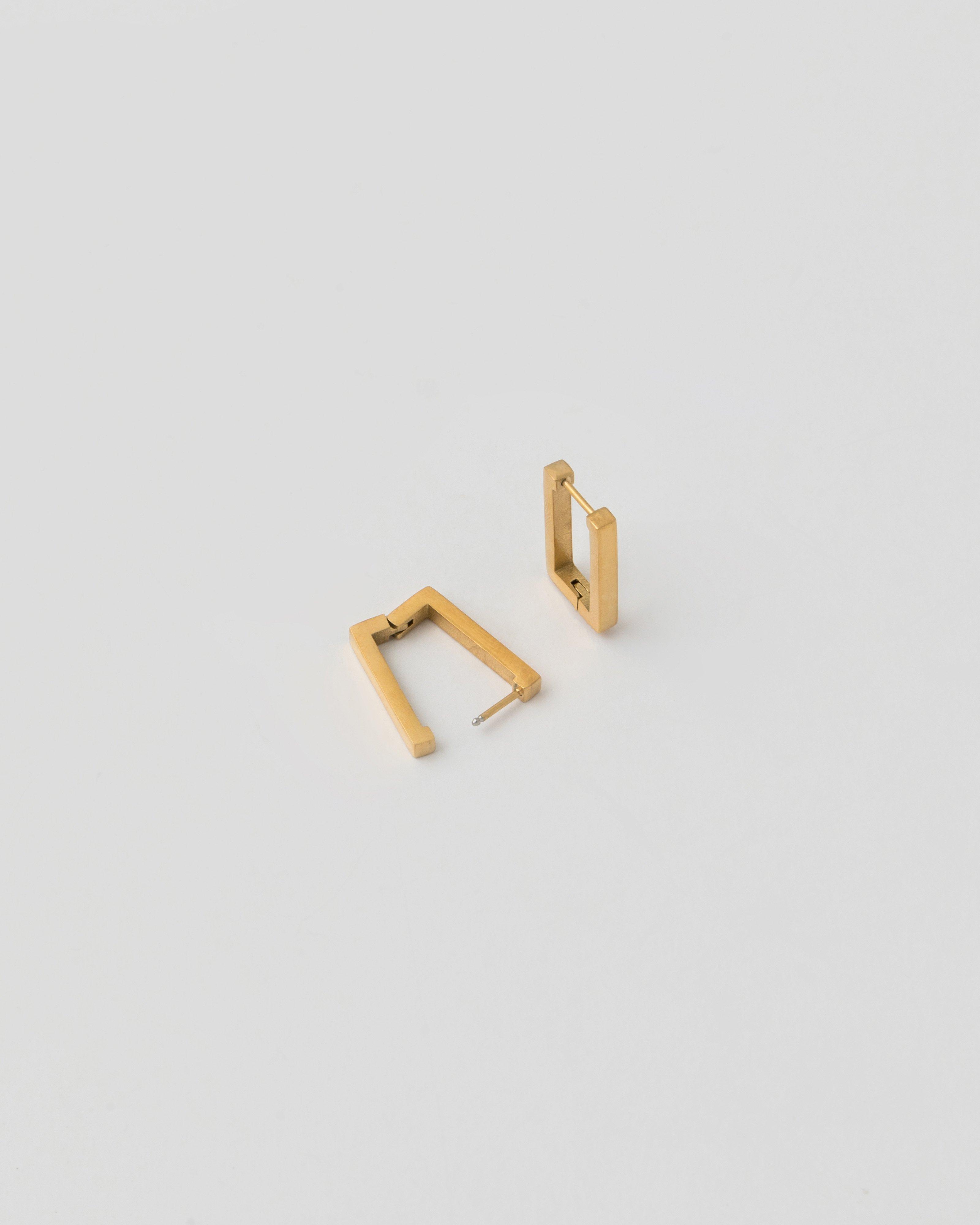 Stainless Steel Rectangular Huggie Earring -  Gold