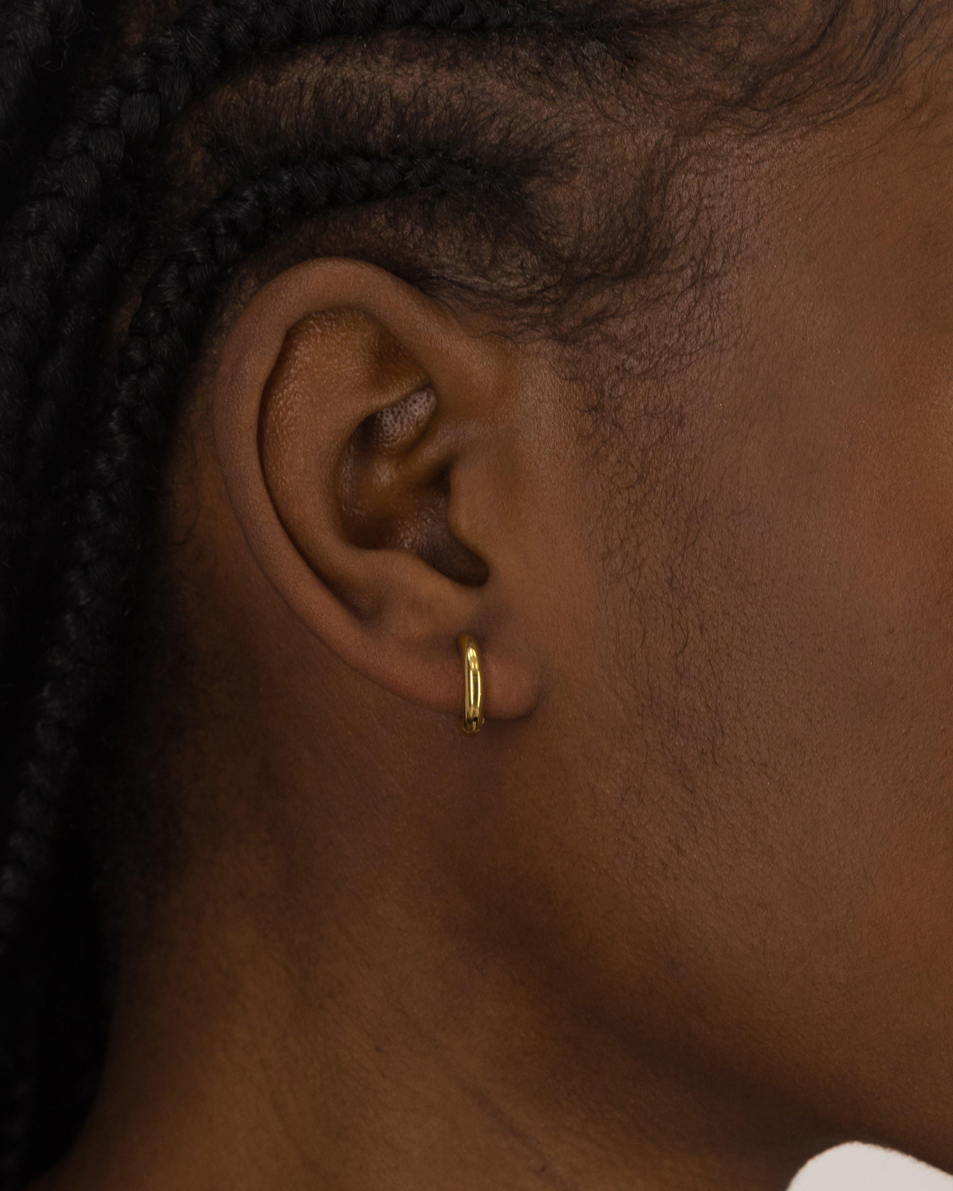 Stainless Steel Round Mini Hoop Earrings -  Gold