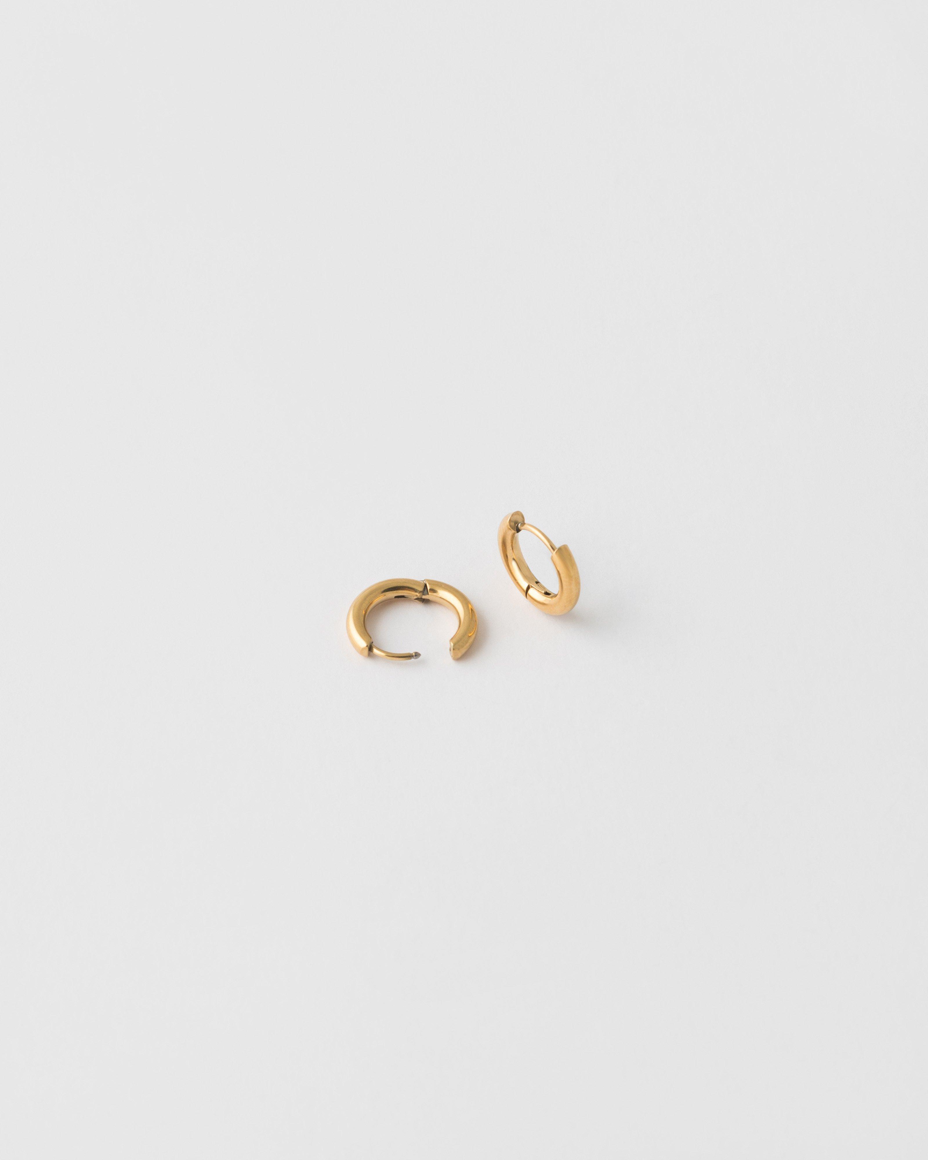 Stainless Steel Round Mini Hoop Earrings -  Gold