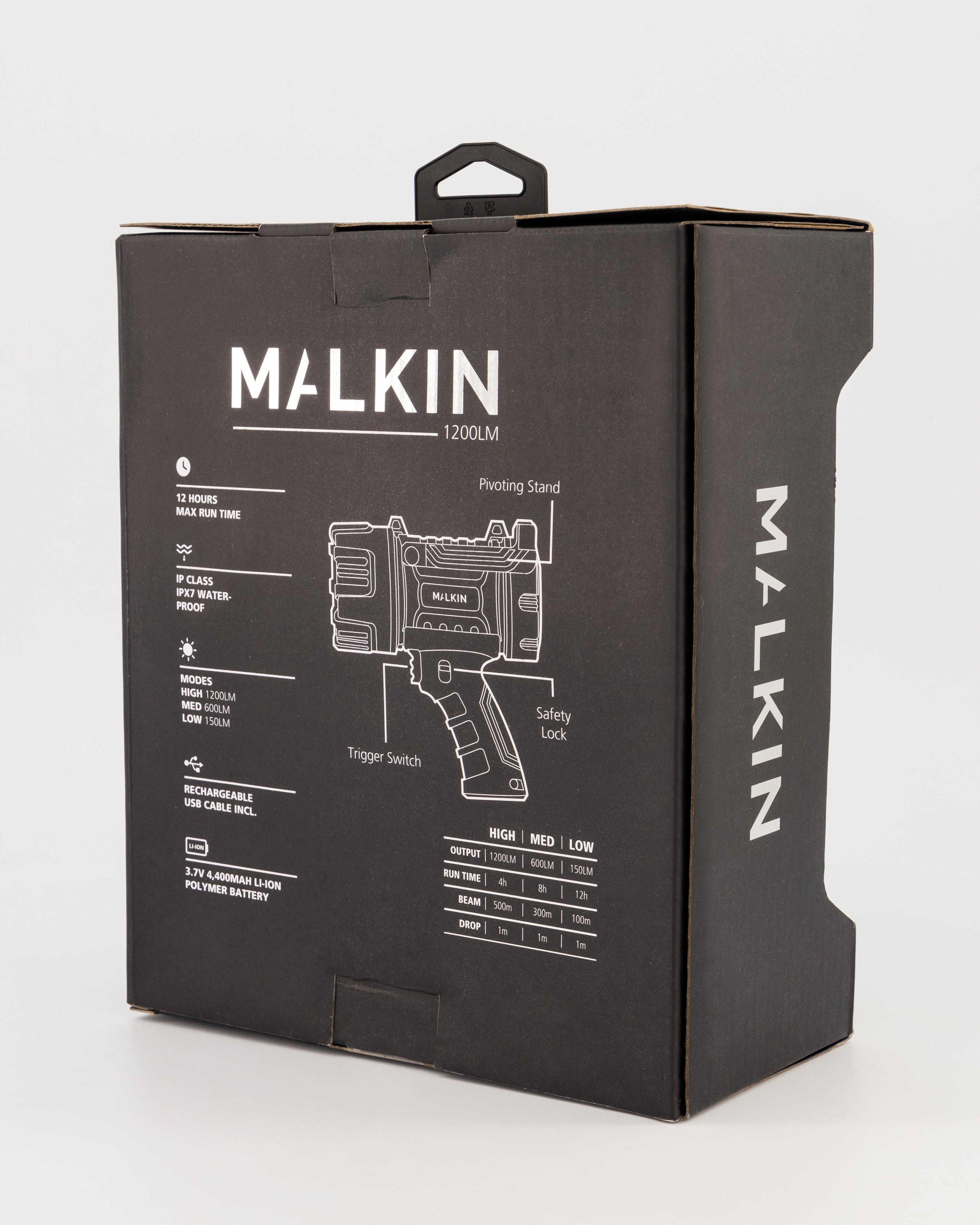 Malkin 1200 Lumen Rechargeable Spotlight  -  Black