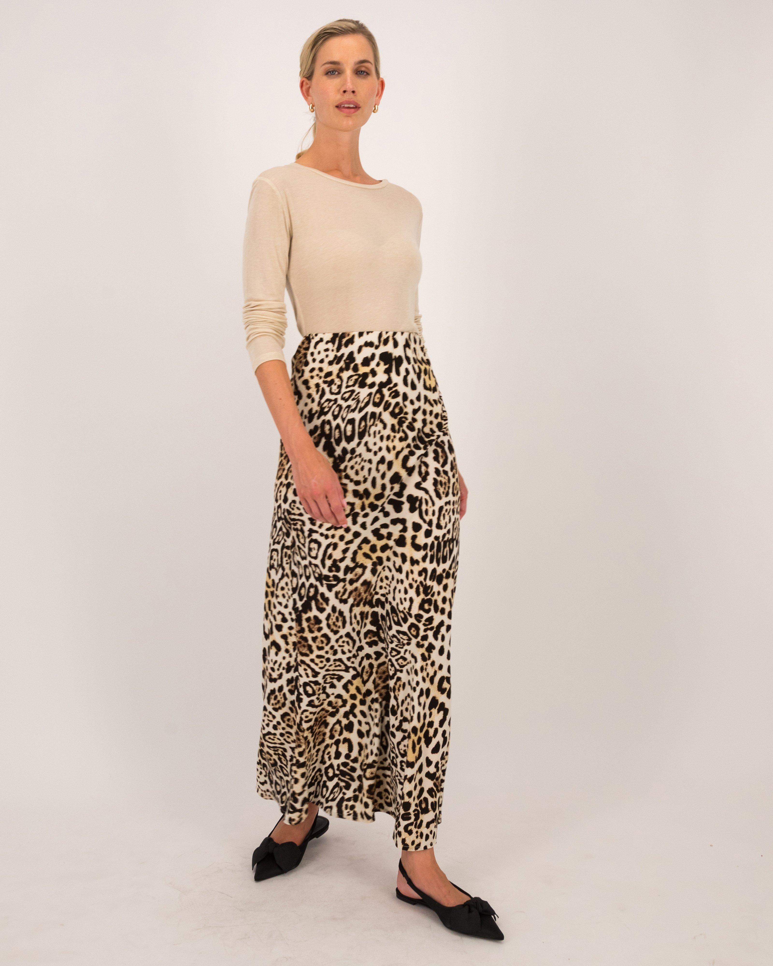 Sahara Animal Print Skirt -  Brown