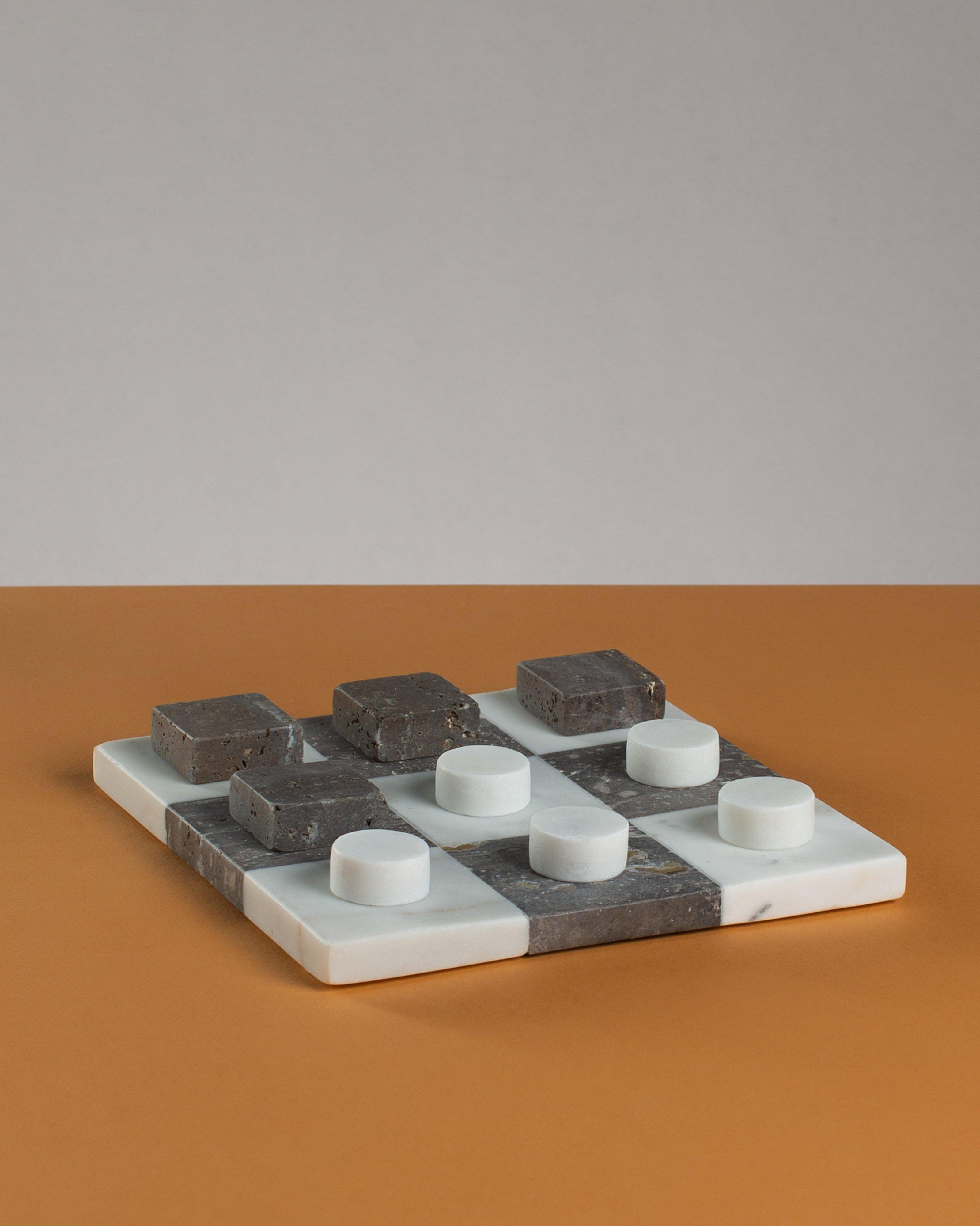 Travertine and Marble Tic Tac Toe -  Brown