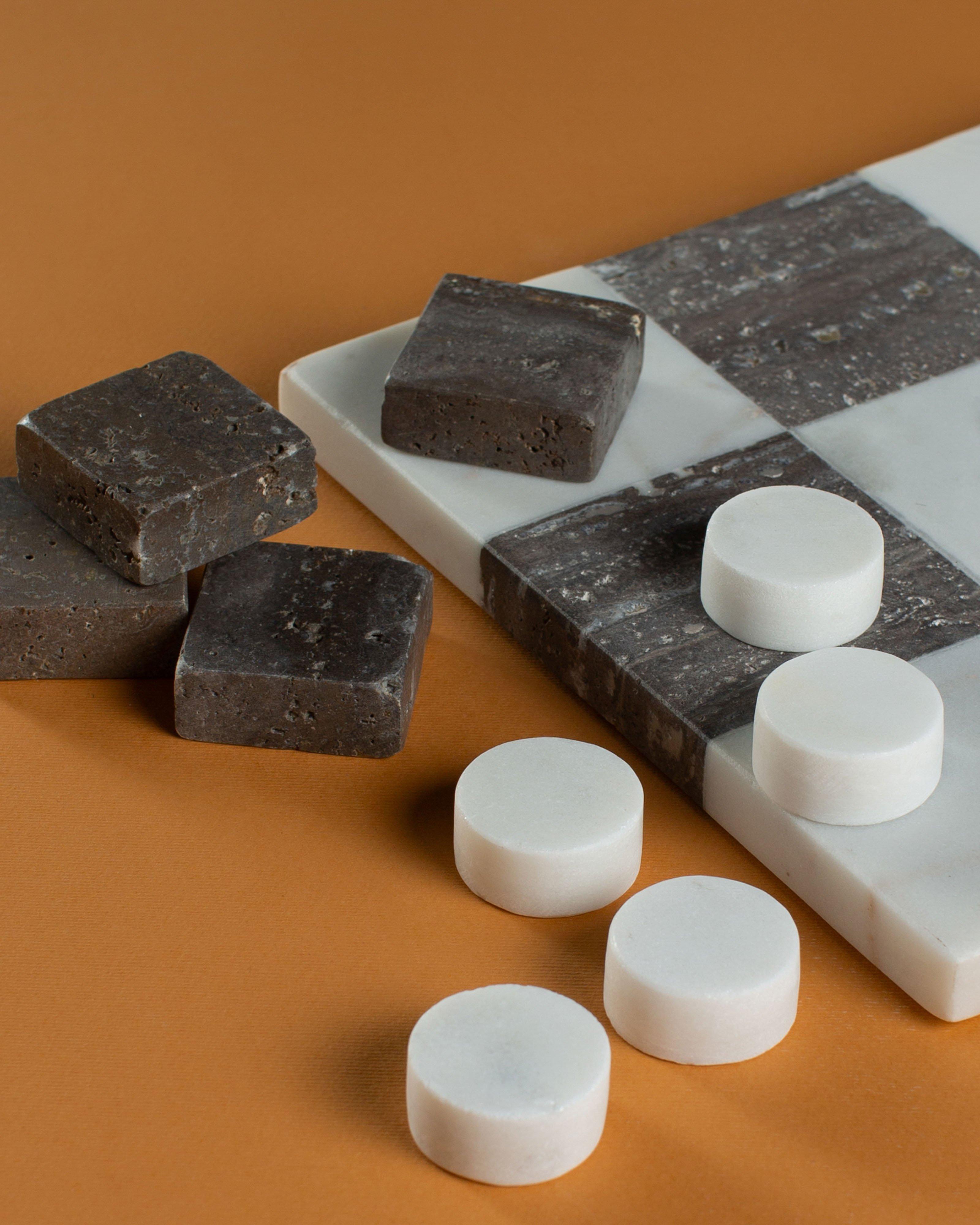 Travertine and Marble Tic Tac Toe -  Brown