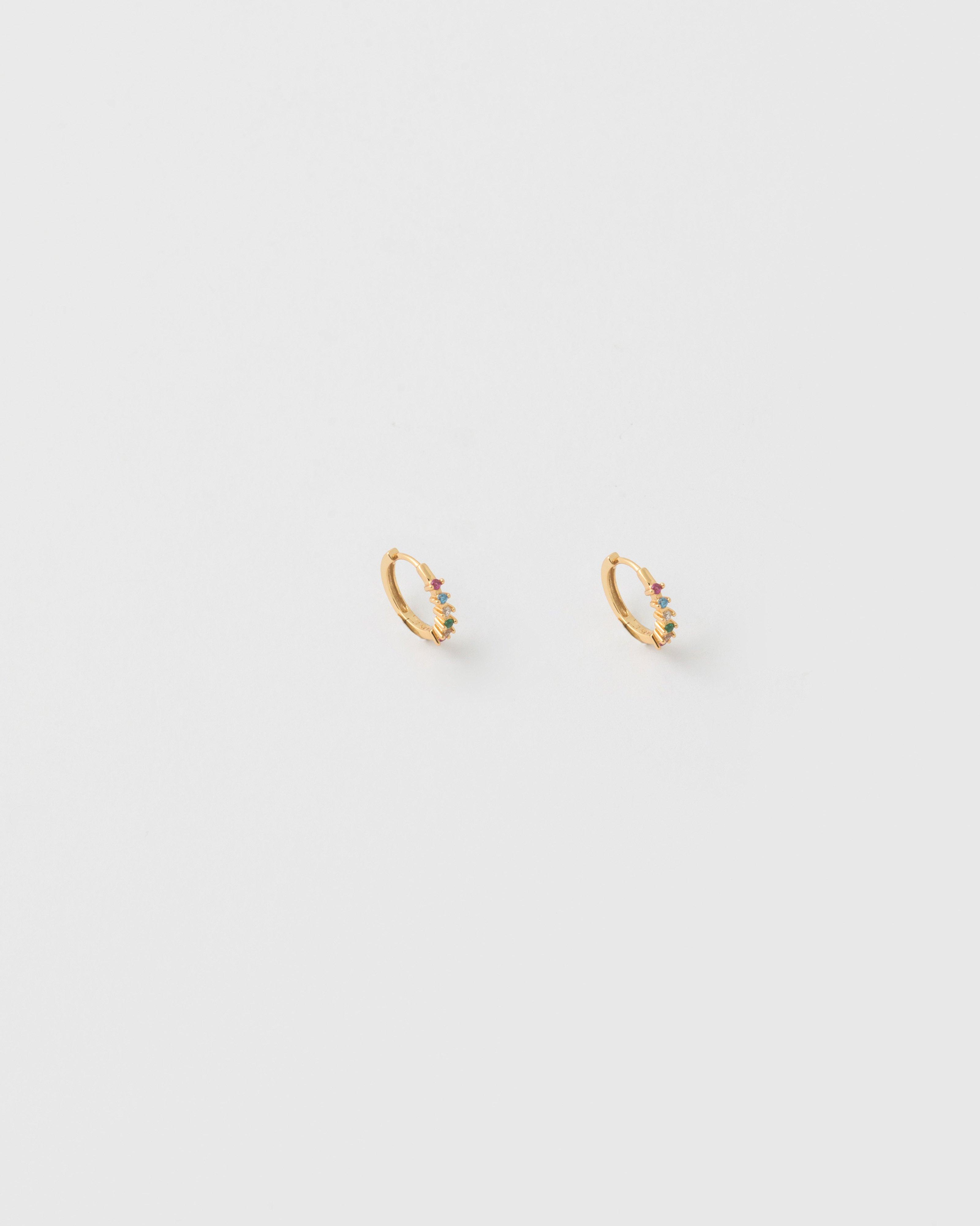 Sterling Silver Stone Studded Huggie Earrings -  Assorted