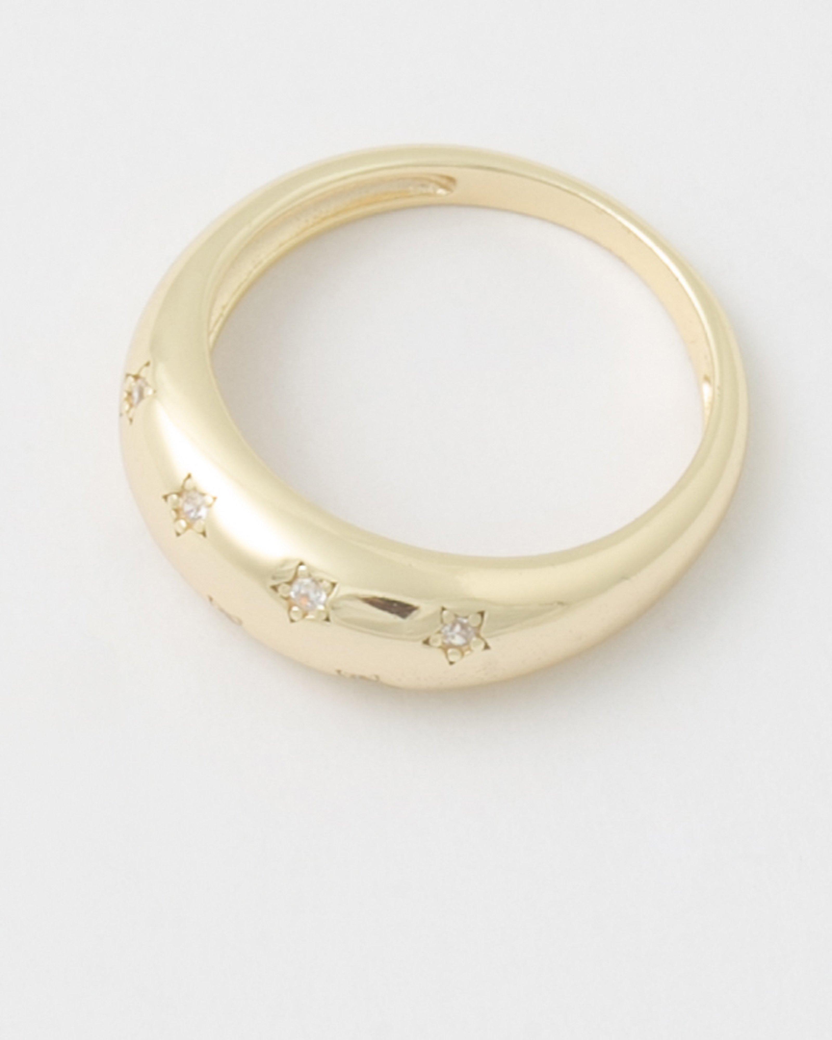 Sterling Silver Chunky Scattered Stone Ring -  Gold