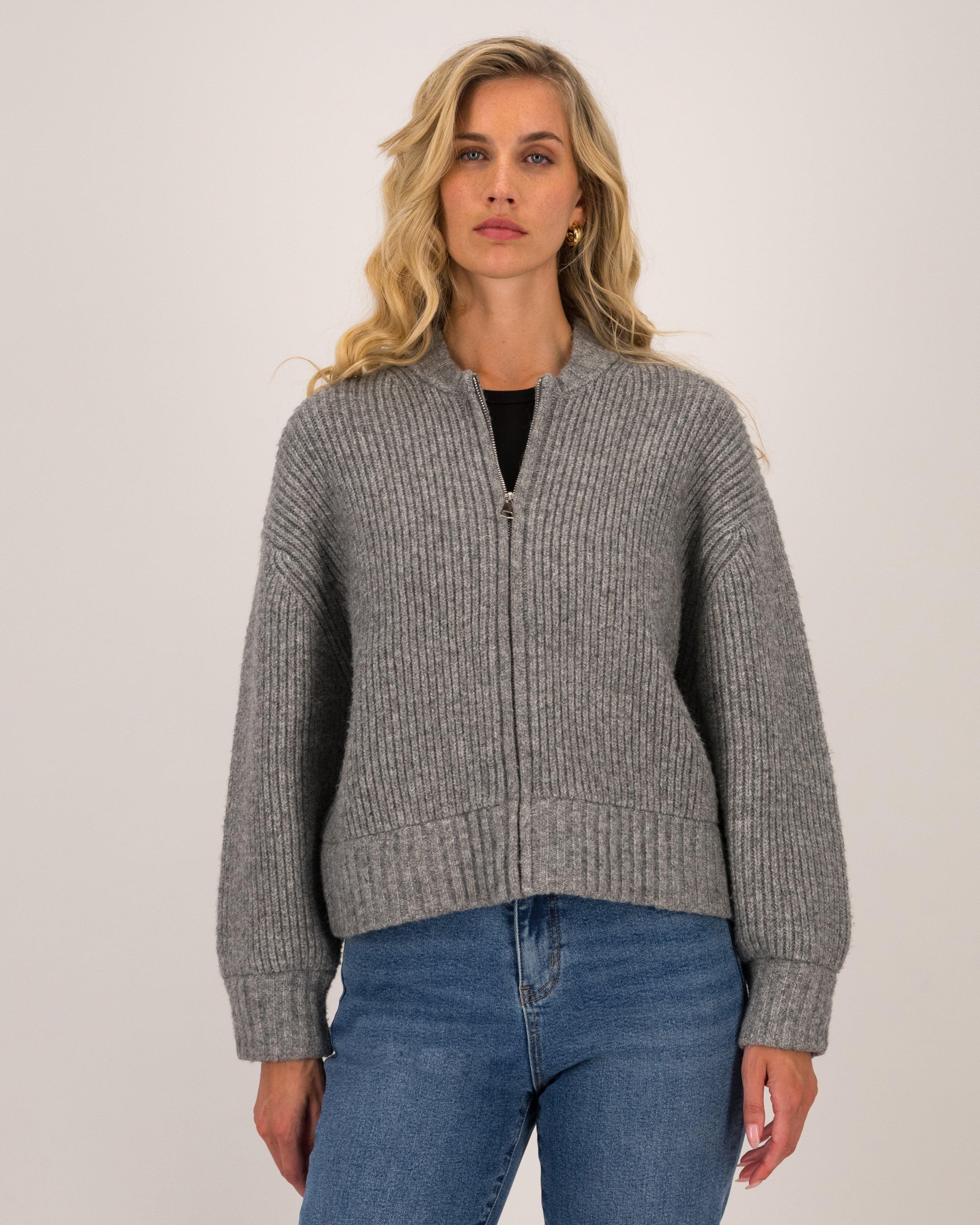 Ravina Knitwear Bomber -  Grey