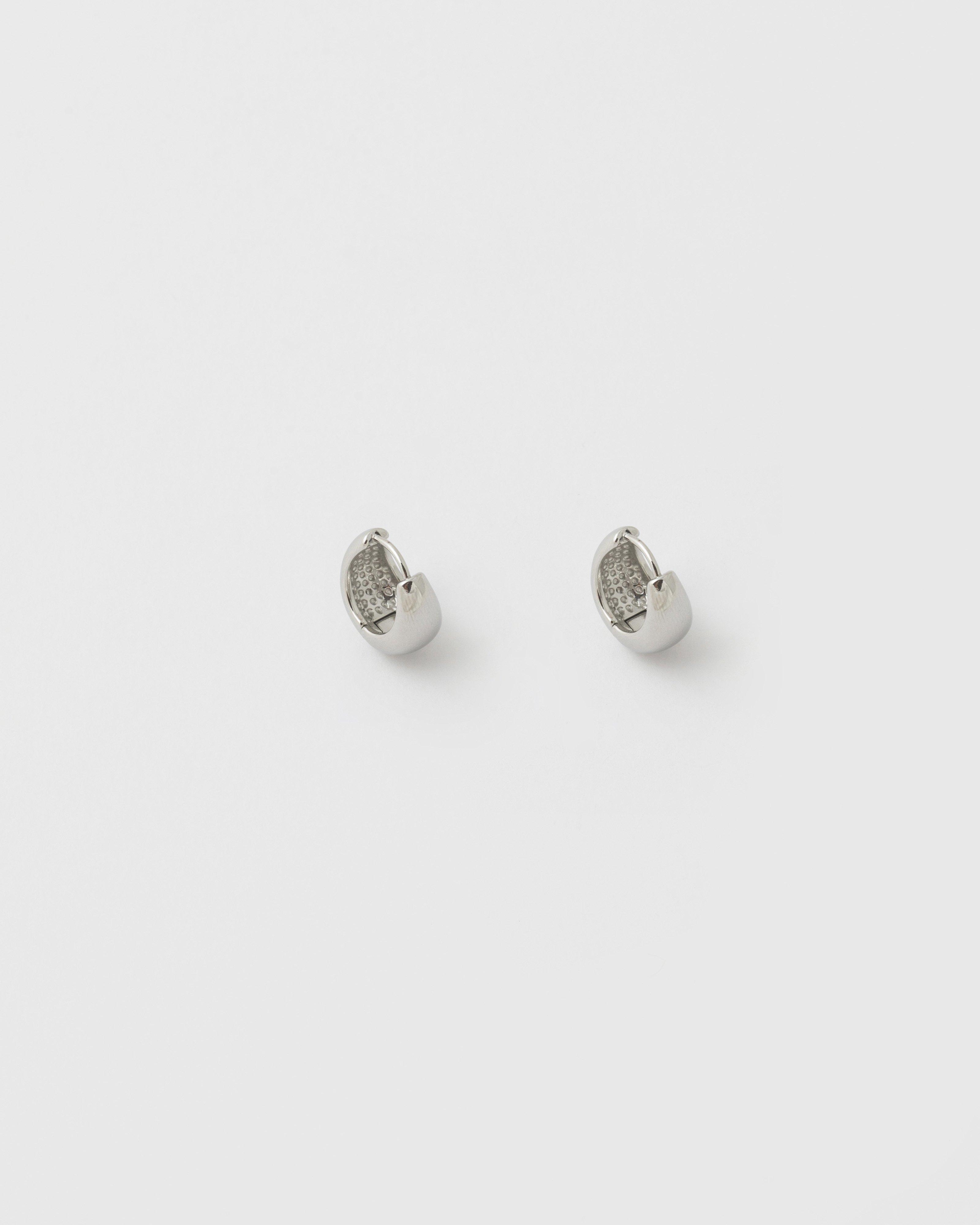 Stainless Steel Mini Chunky Scoop Hoop Earrings -  Silver