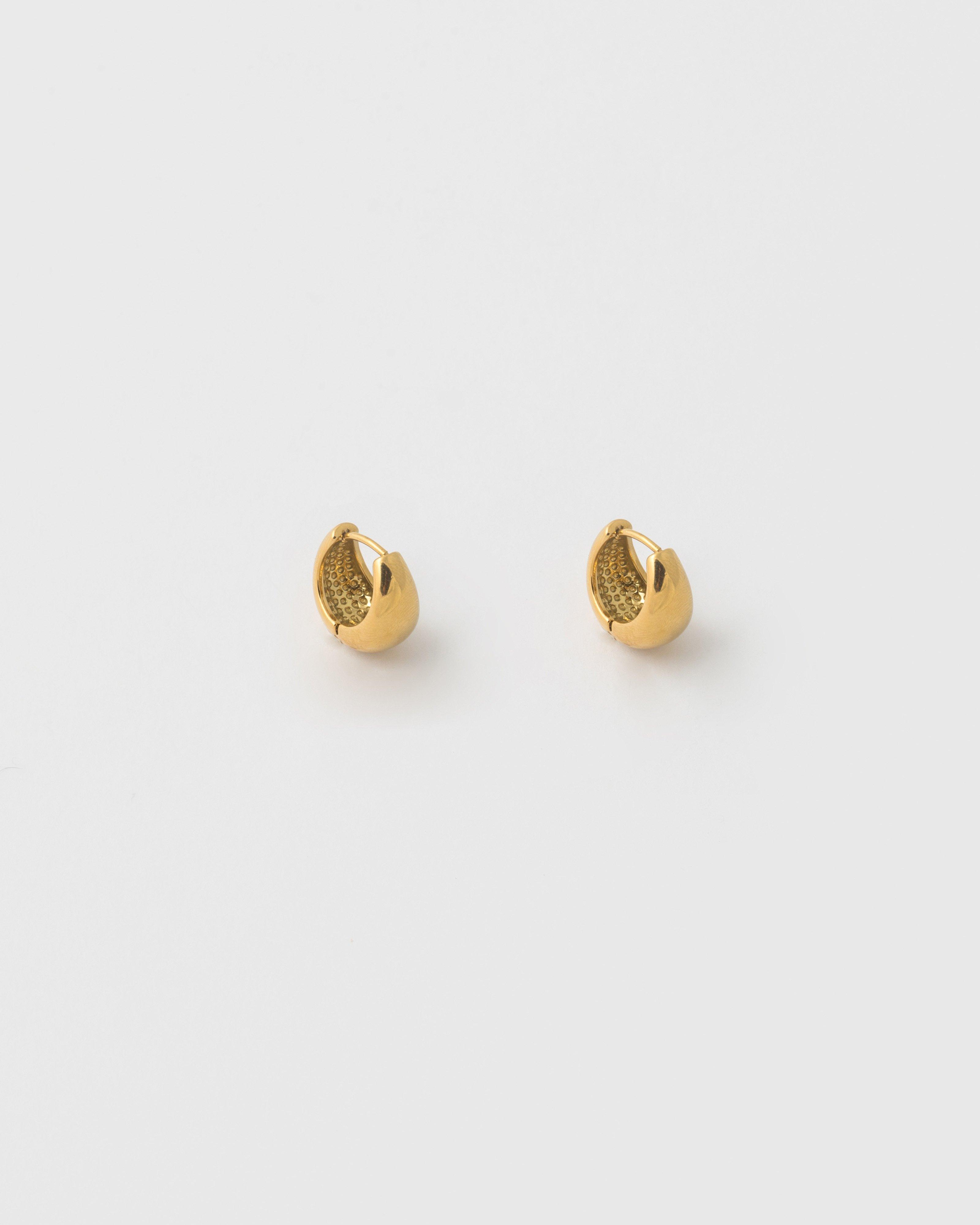 Stainless Steel Mini Chunky Scoop Hoop Earrings -  Gold