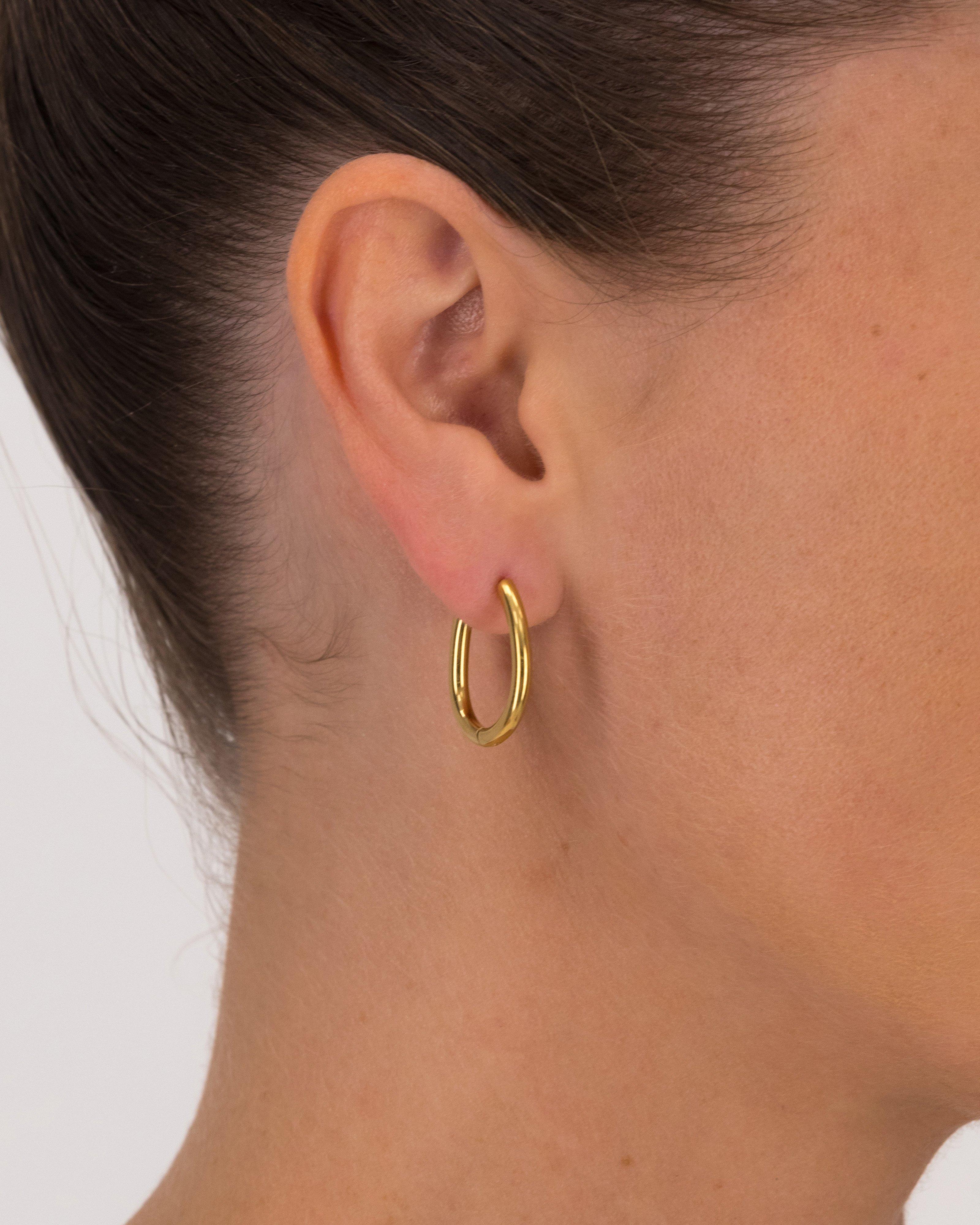 Stainless Steel Pear Shape Huggie Earrings -  Gold