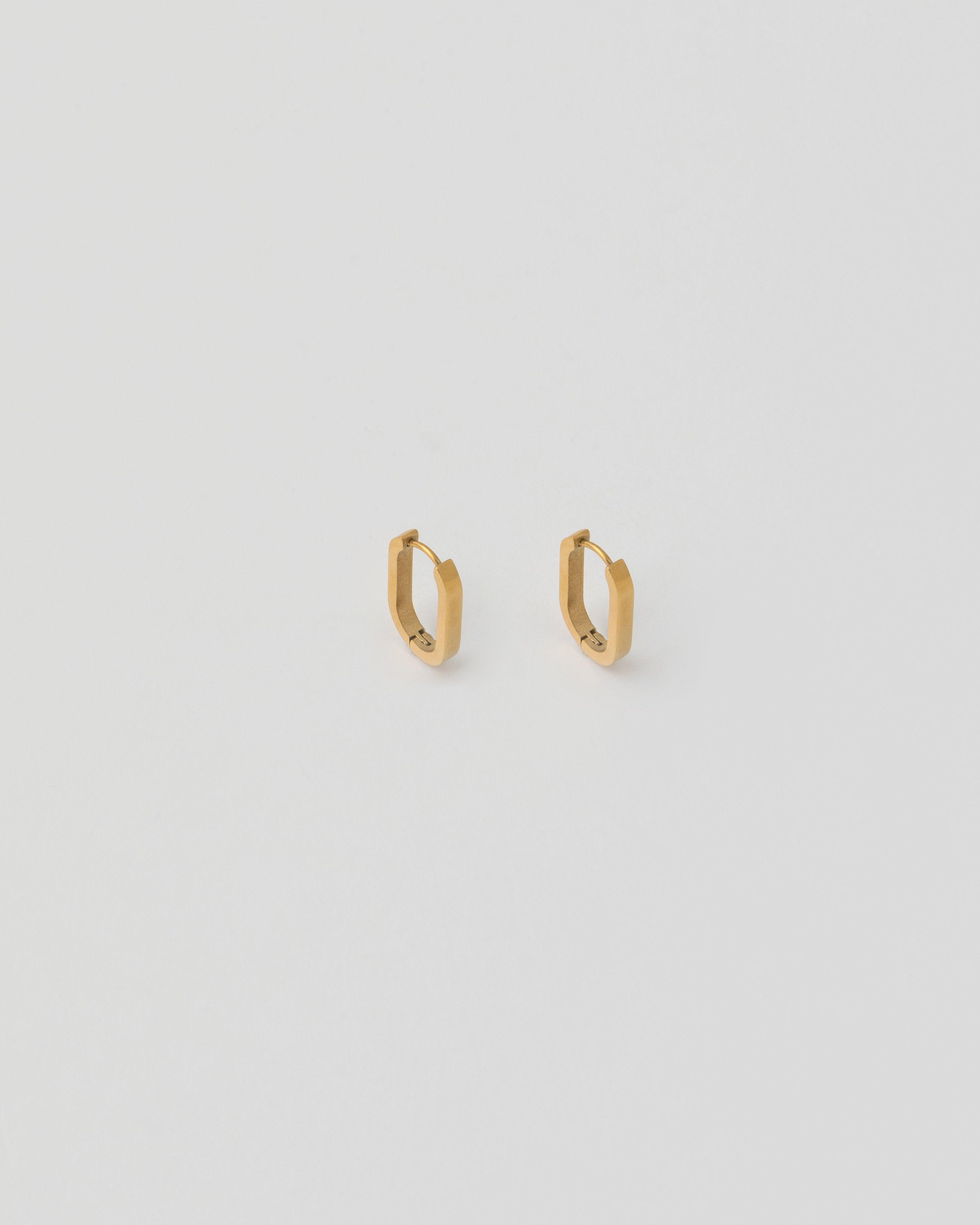 Stainless Steel Oval Huggie Earring -  Gold