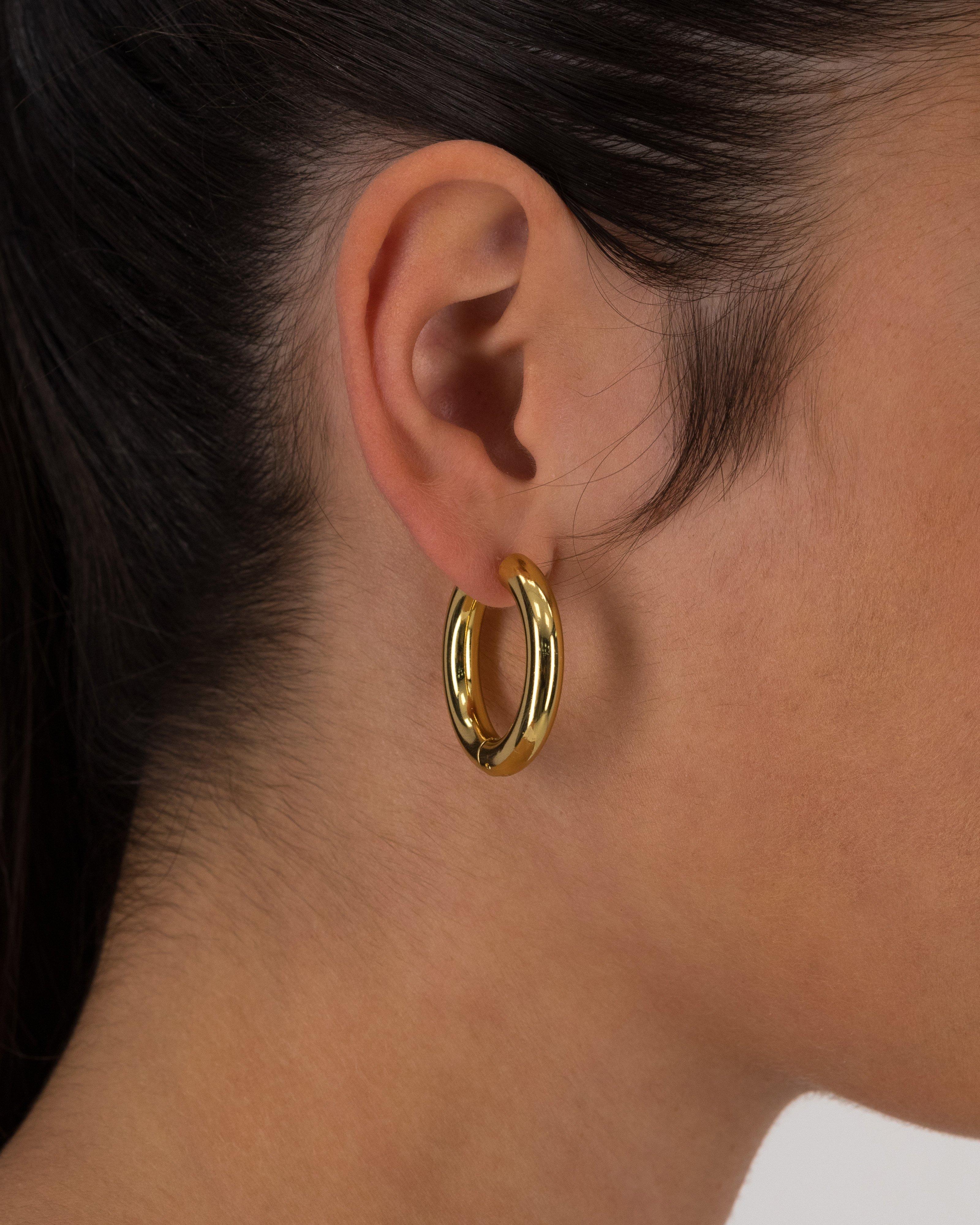 Stainless Steel Metal Hoop Earrings -  Gold