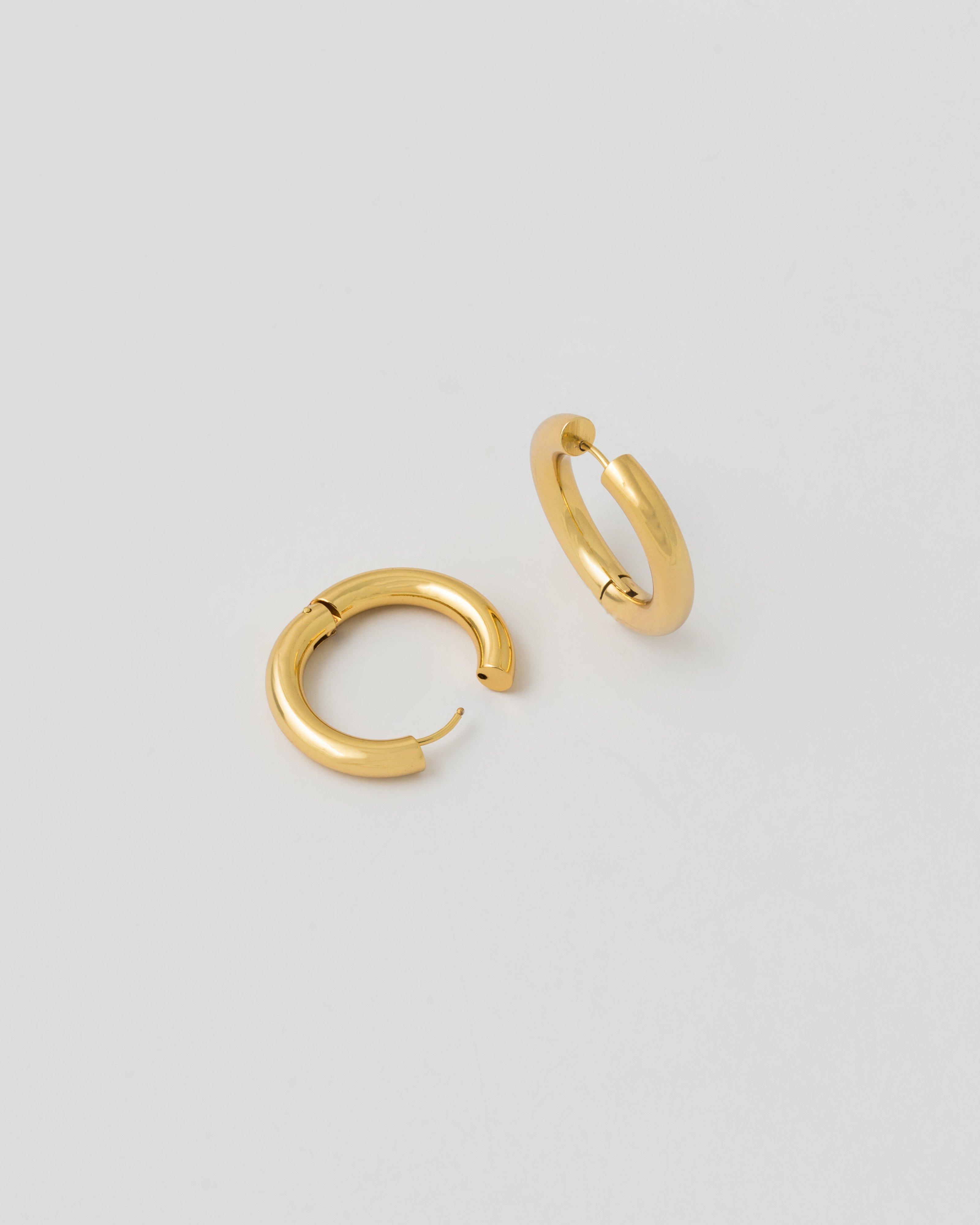 Stainless Steel Metal Hoop Earrings -  Gold
