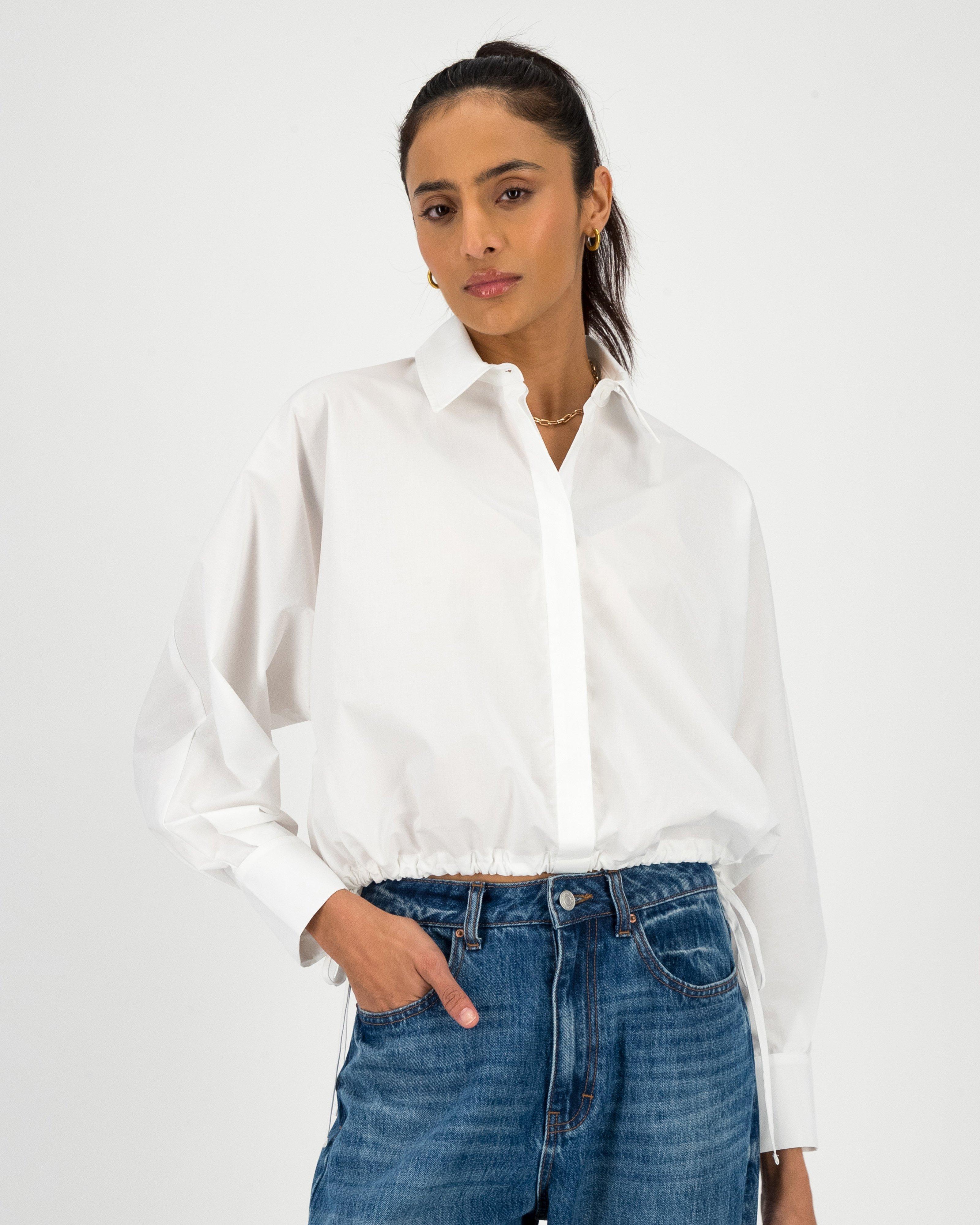 Aimee Crop Shirt -  White