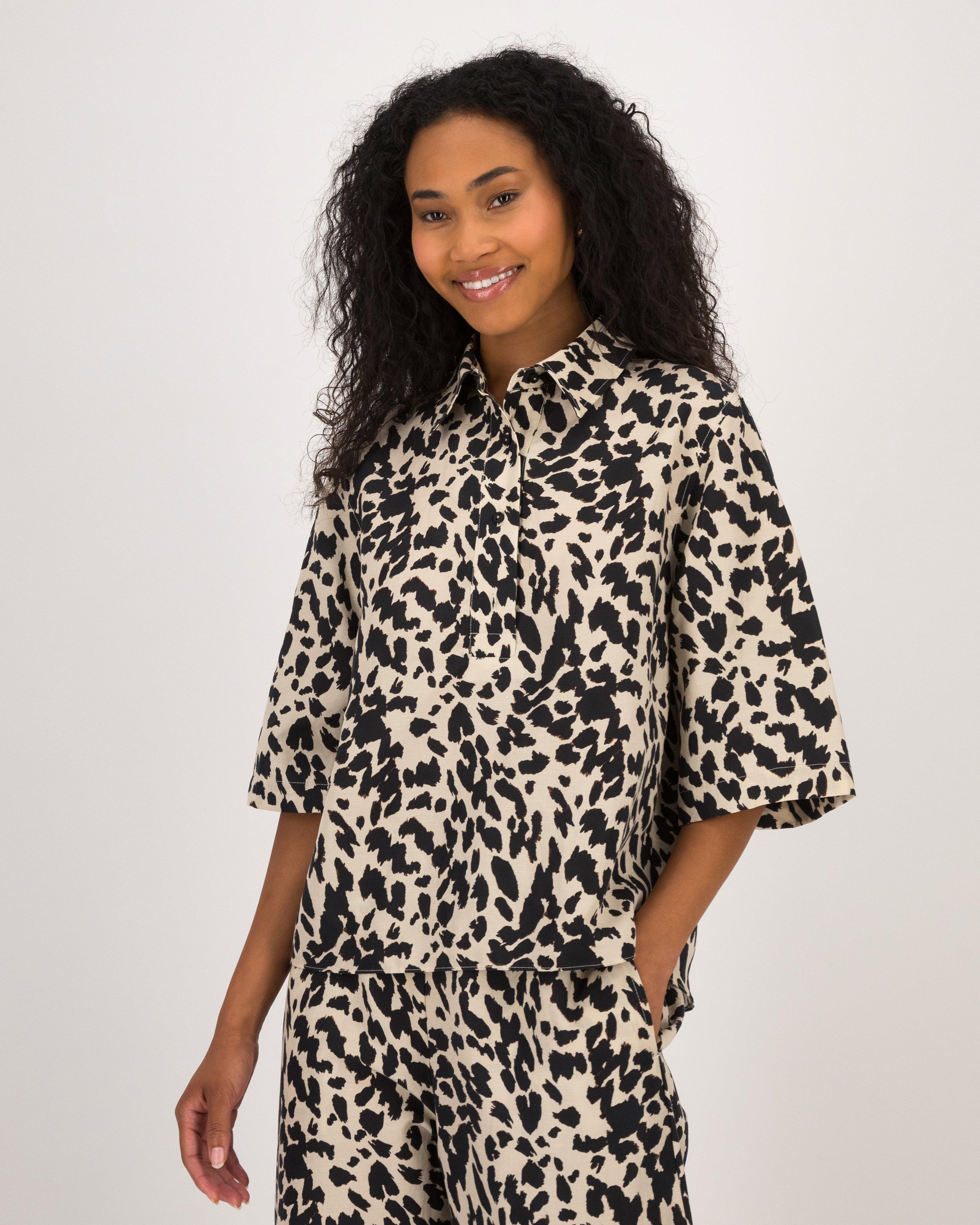 Mano Animal Printed Shirt -  Stone