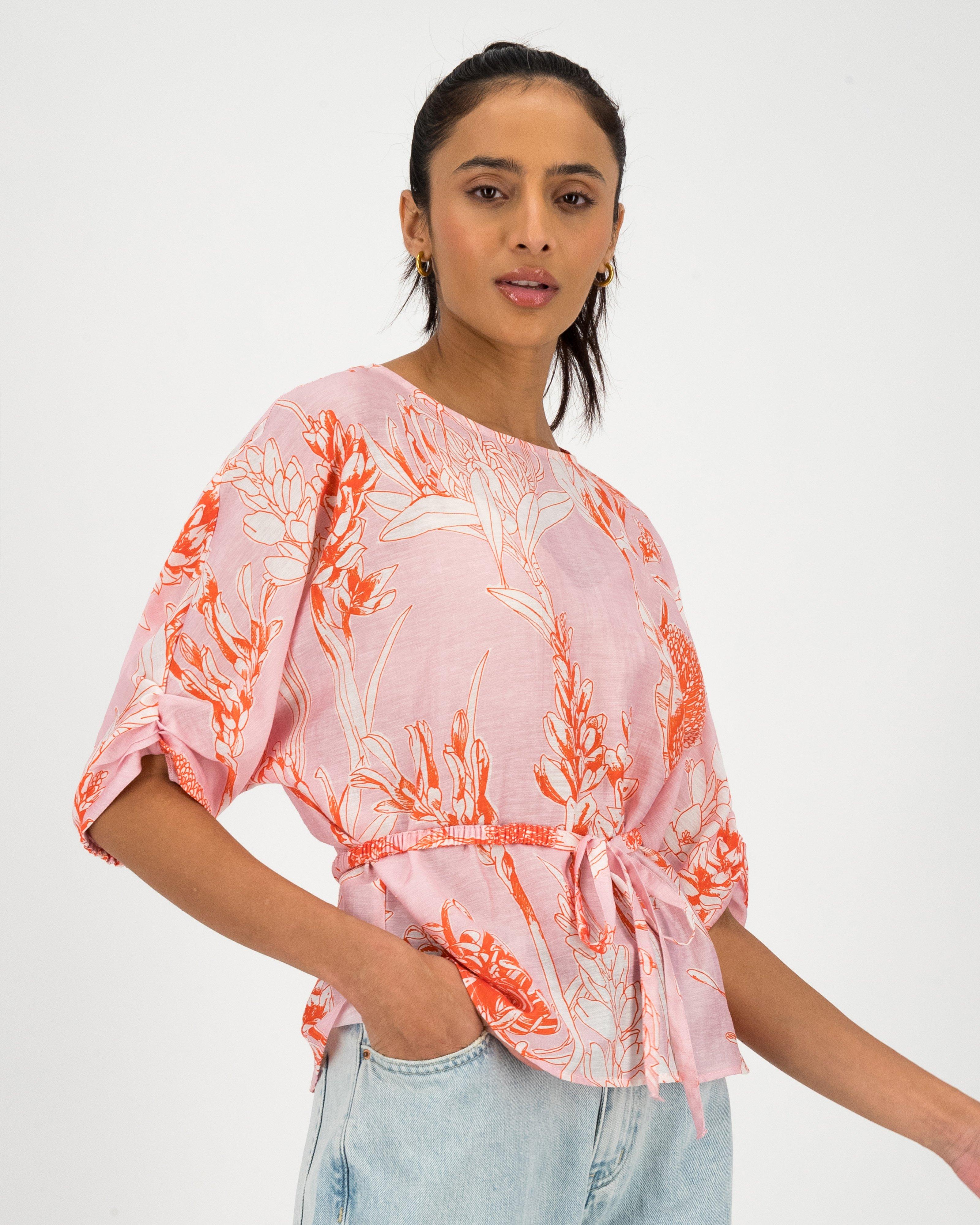 Leonie Belted Blouse -  Pink