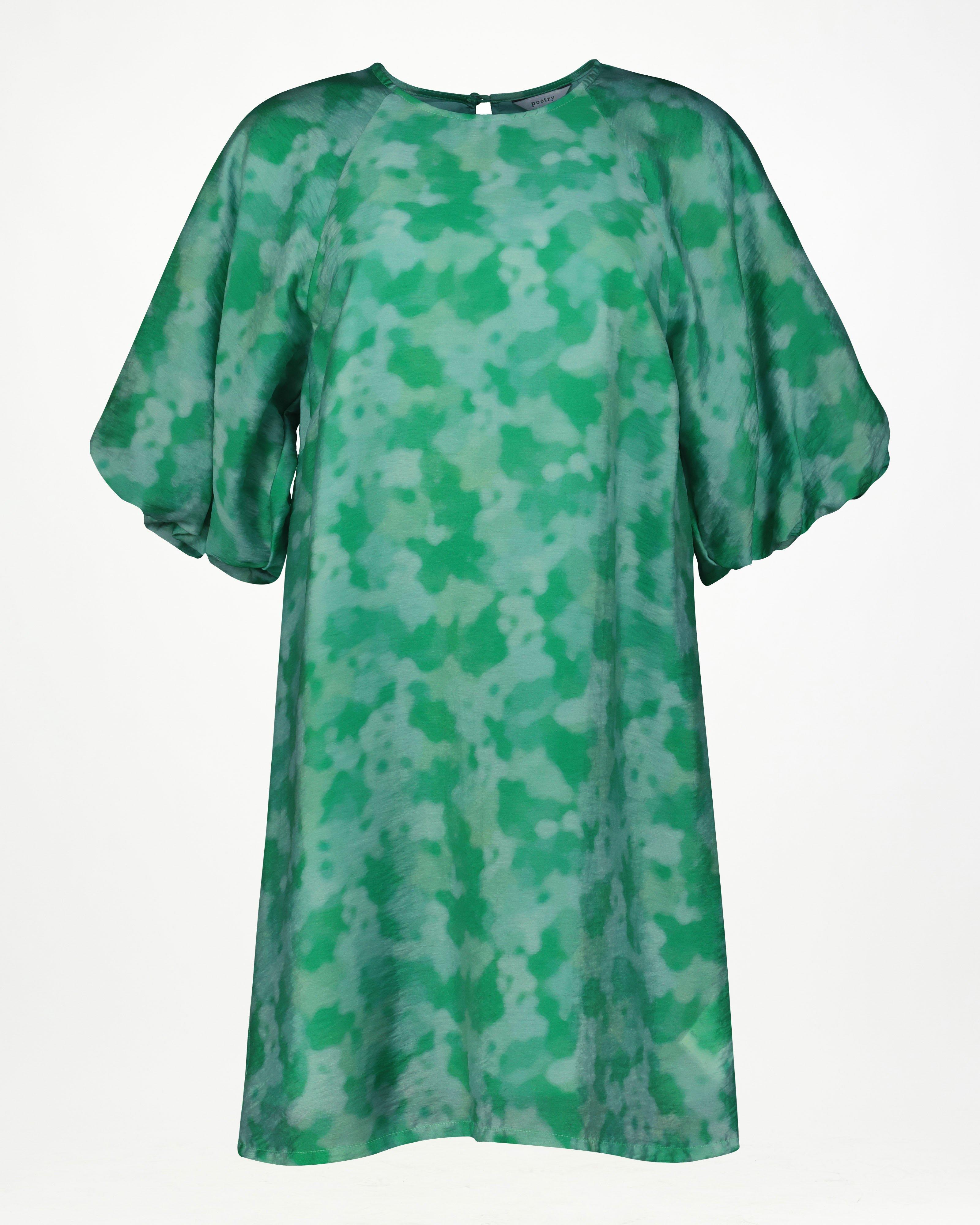 Millie Printed Short Dress -  Green